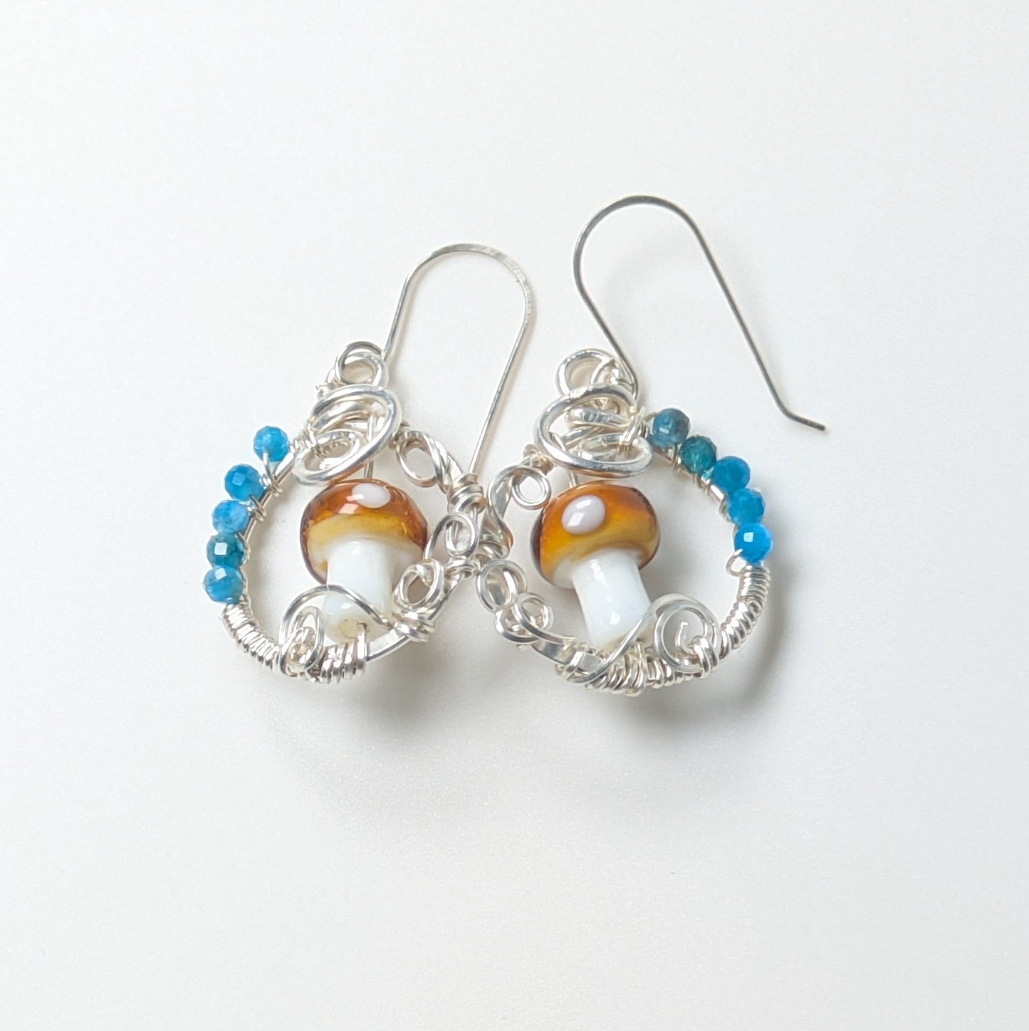 Circle Mushroom Earrings with Apatite