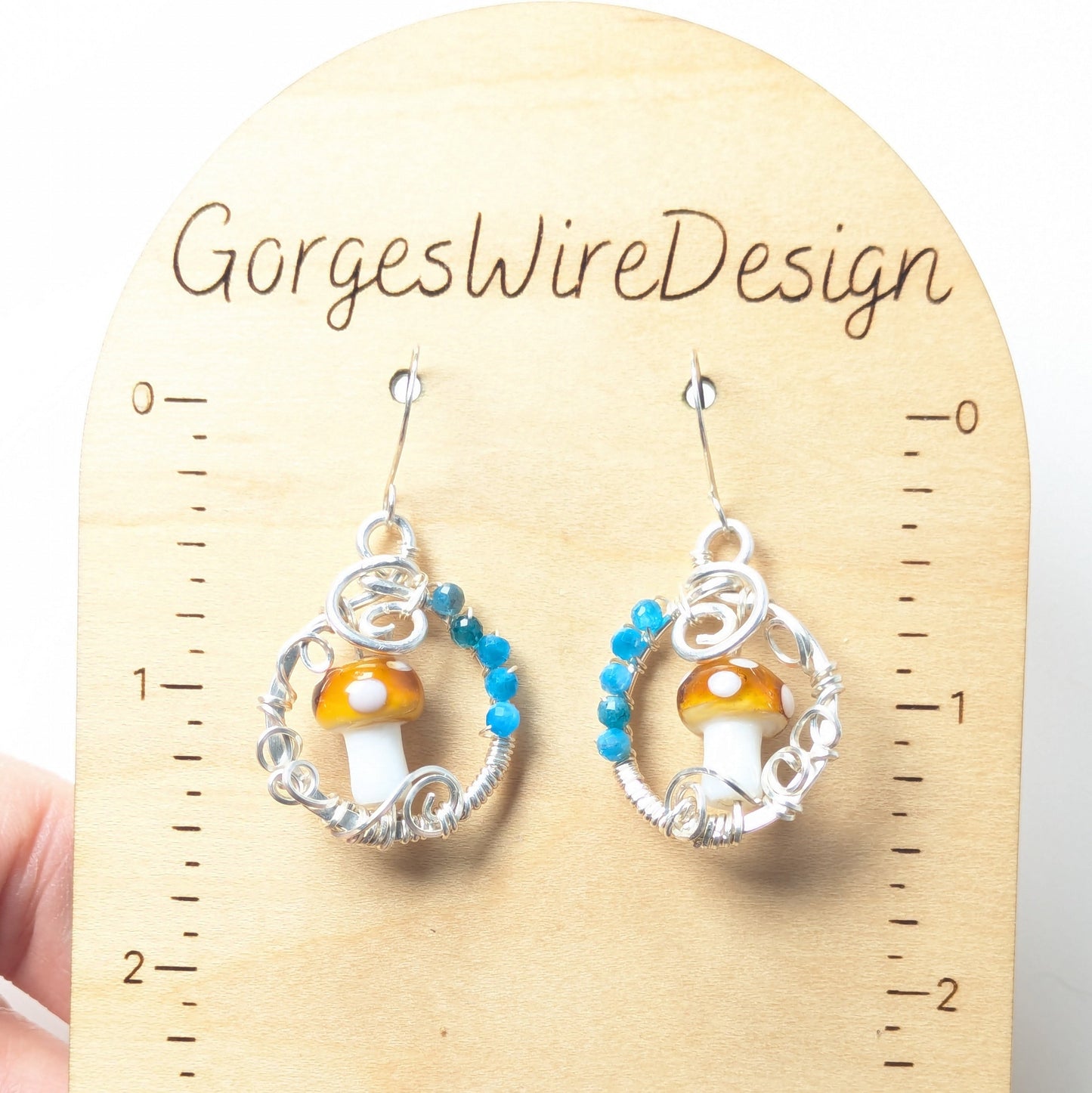 Circle Mushroom Earrings with Apatite