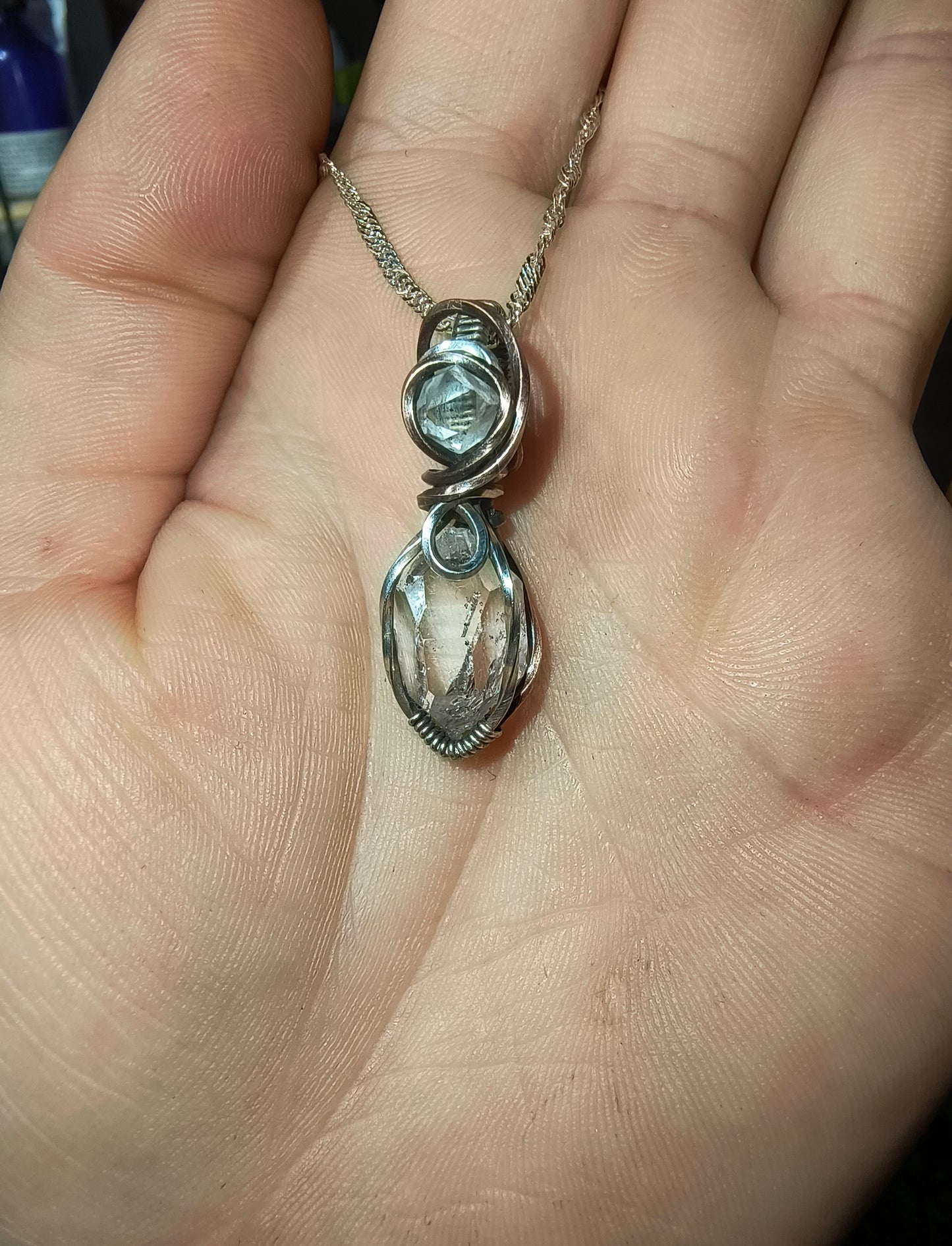 Double Herkimer Diamond Pendant