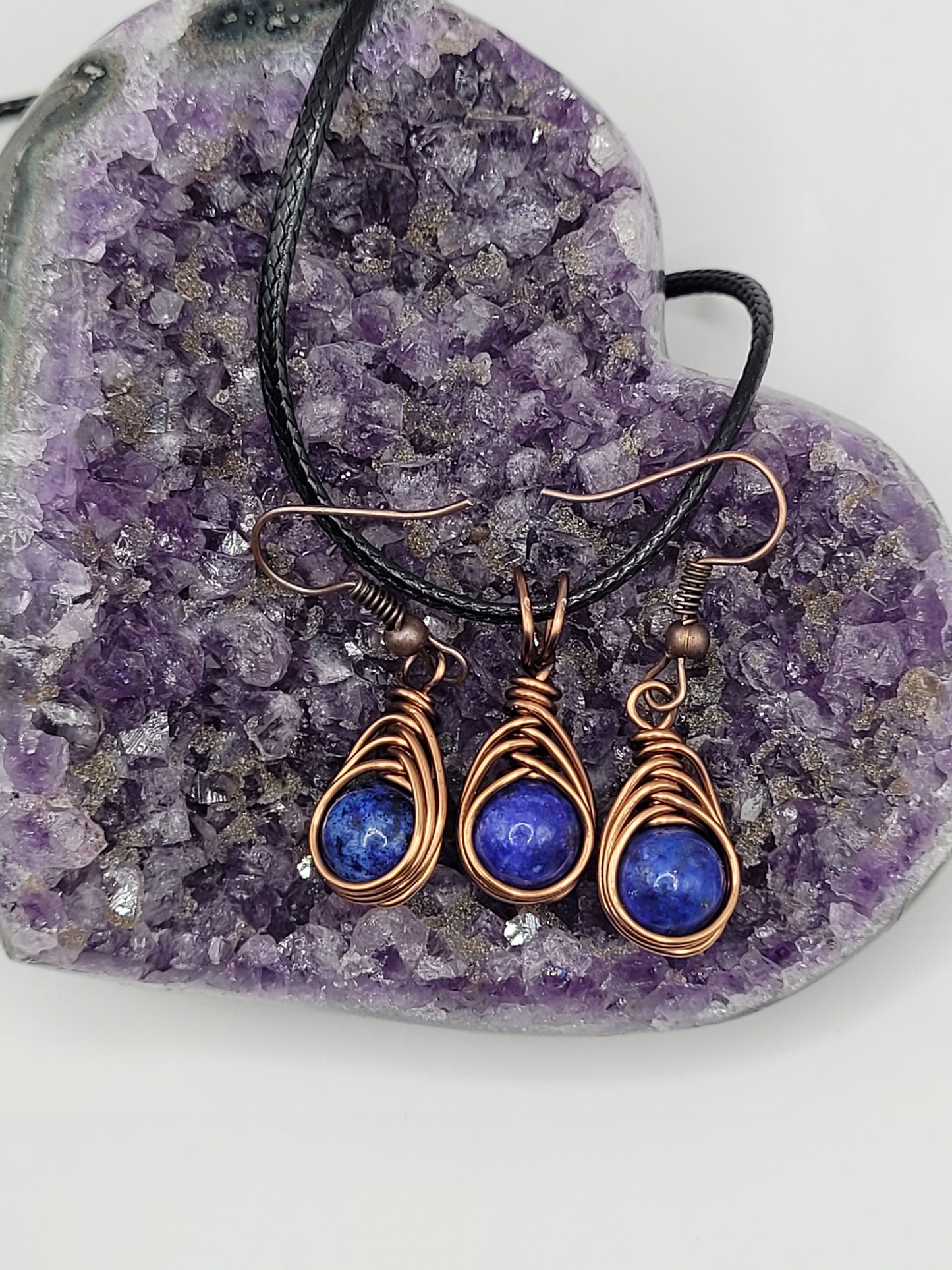 Lapis Lazuli Herringbone Necklace & Earring Set