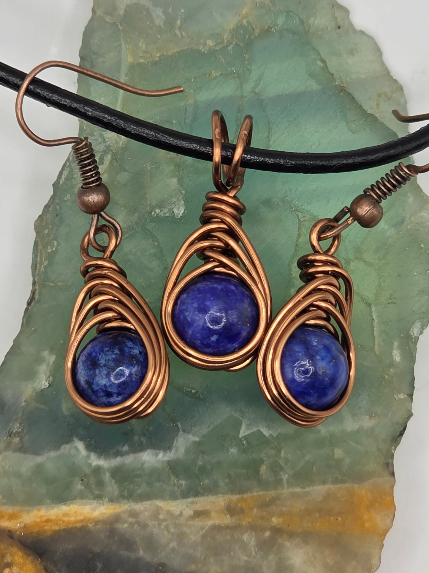 Lapis Lazuli Herringbone Necklace & Earring Set