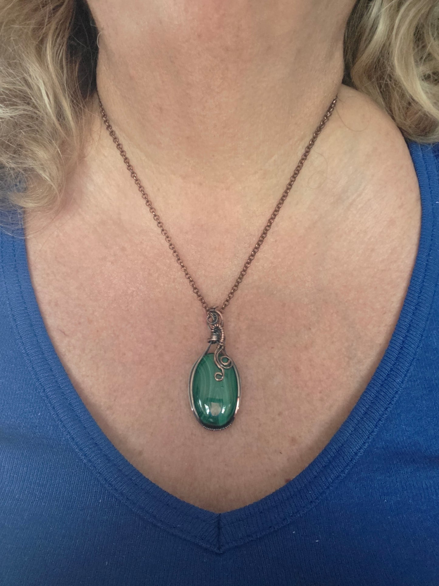 Malachite, Malachite Pendant, Malachite Jewelry, Copper Pendant