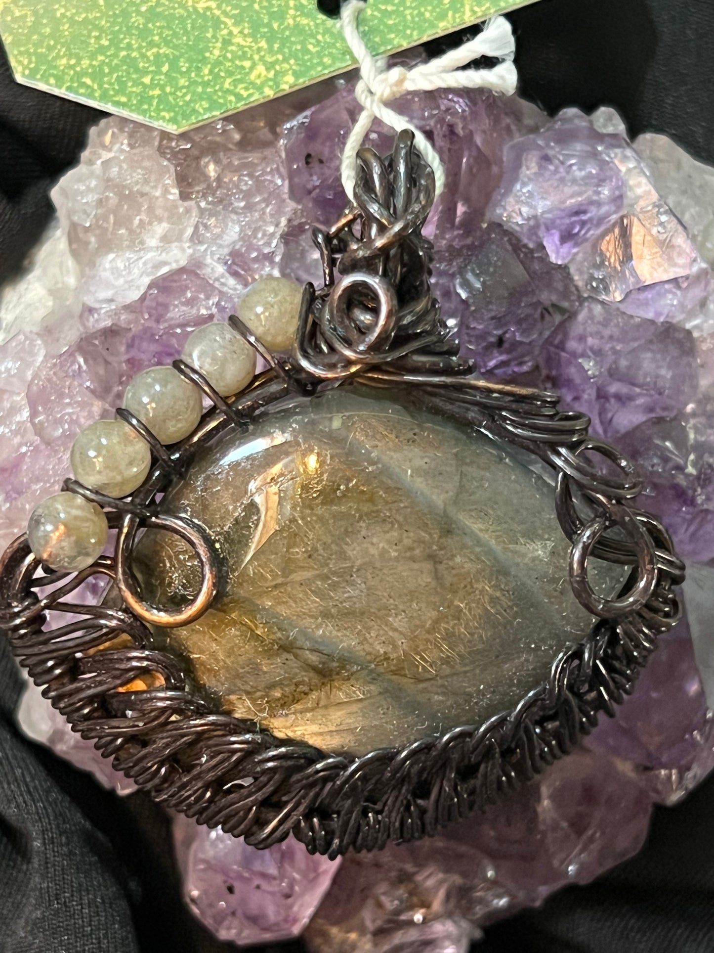 Labradorite Wire Wrapped Loop Pendant