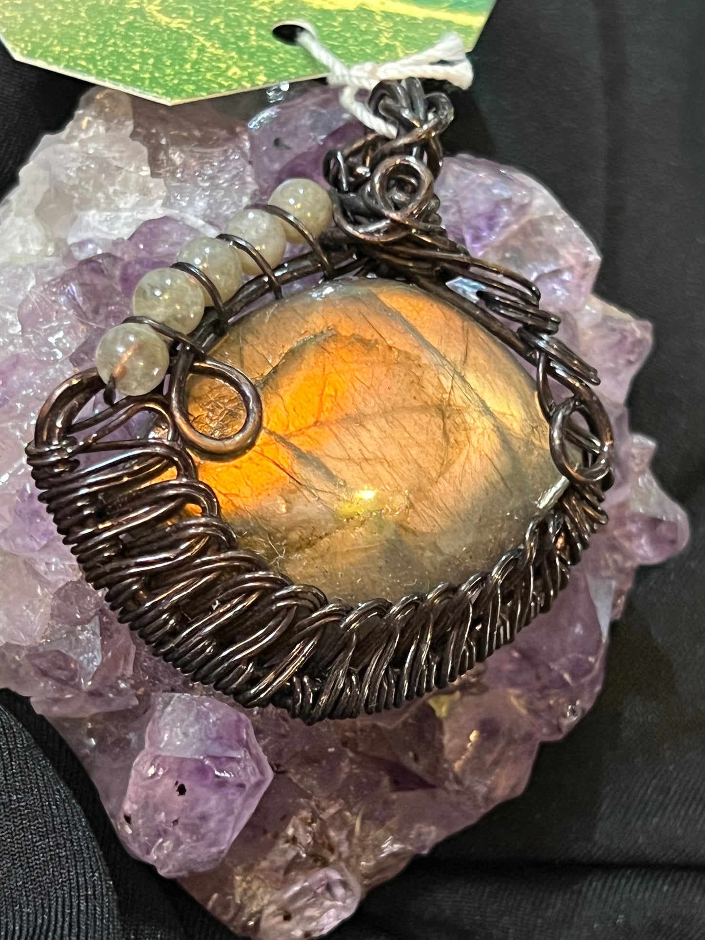 Labradorite Wire Wrapped Loop Pendant