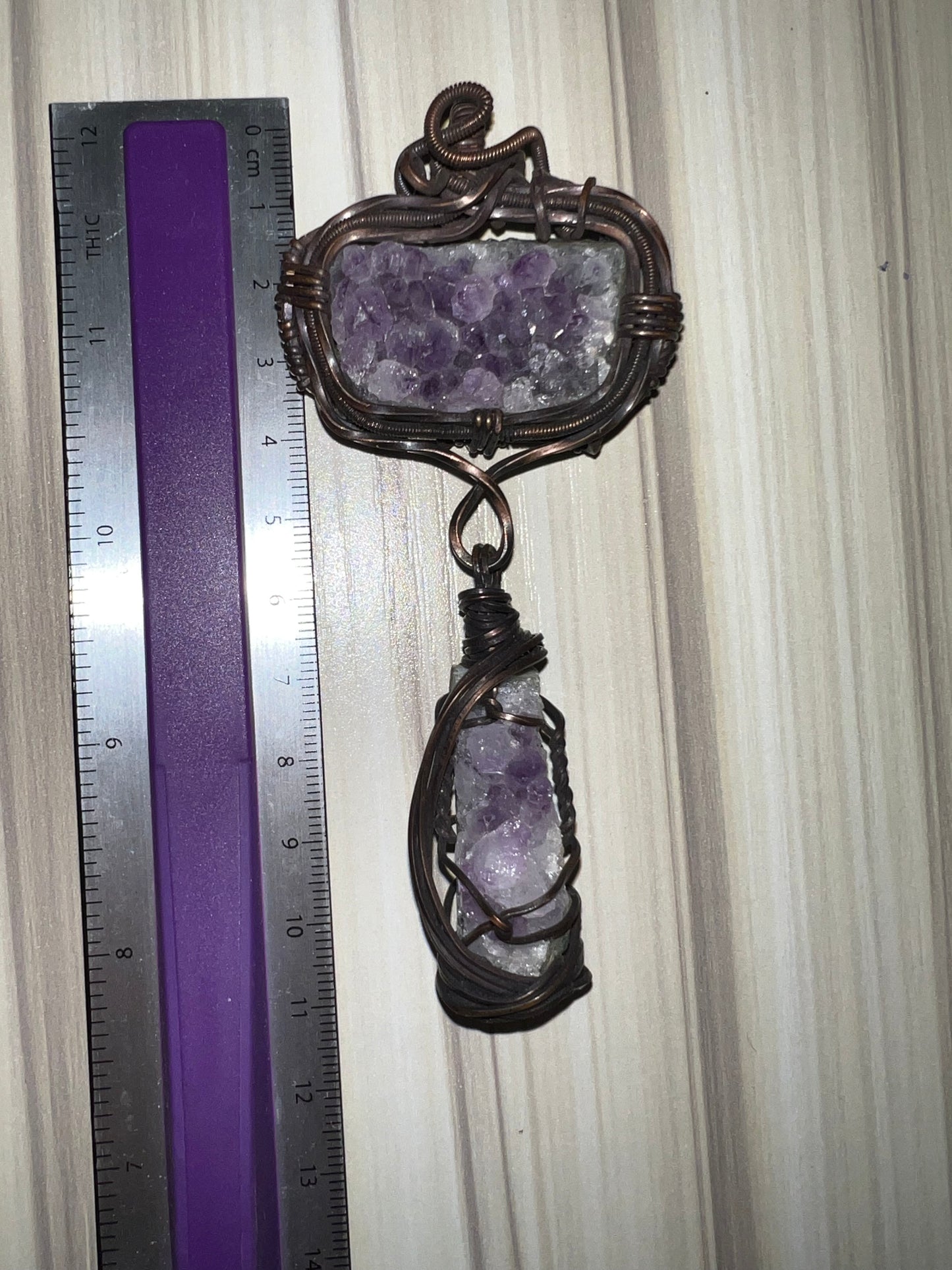 Amethyst Cluster Drop Pendant