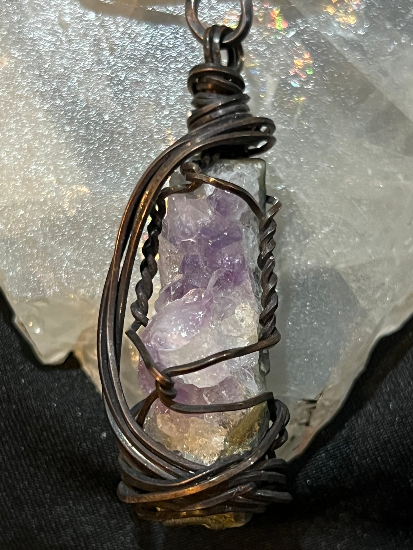 Amethyst Cluster Drop Pendant