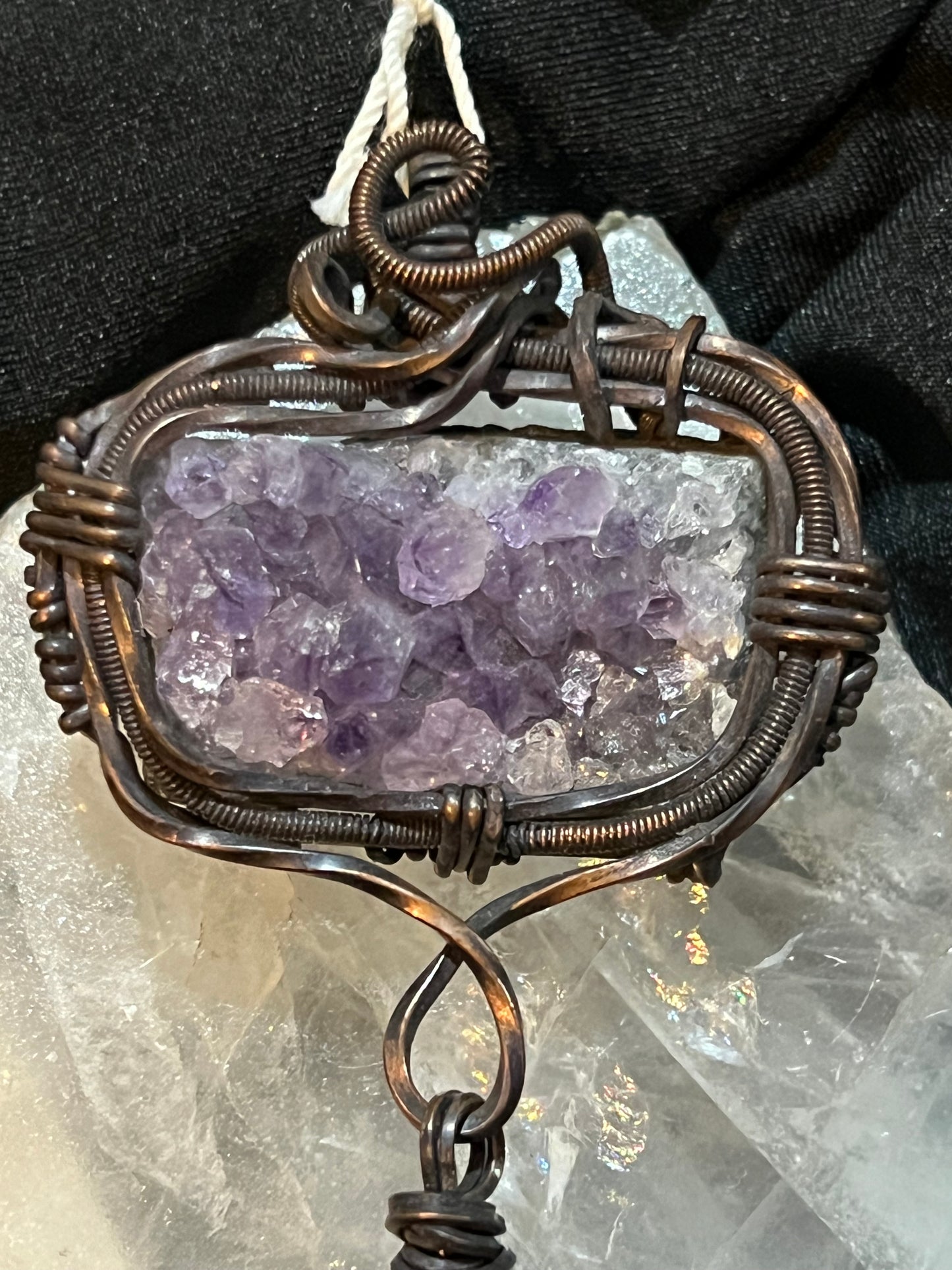 Amethyst Cluster Drop Pendant