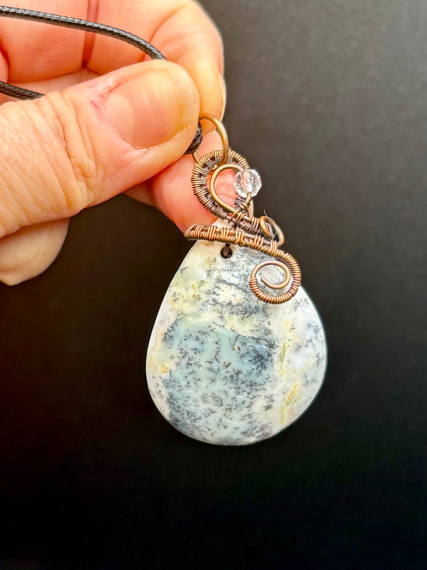 Dendritic Agate and Copper Pendant
