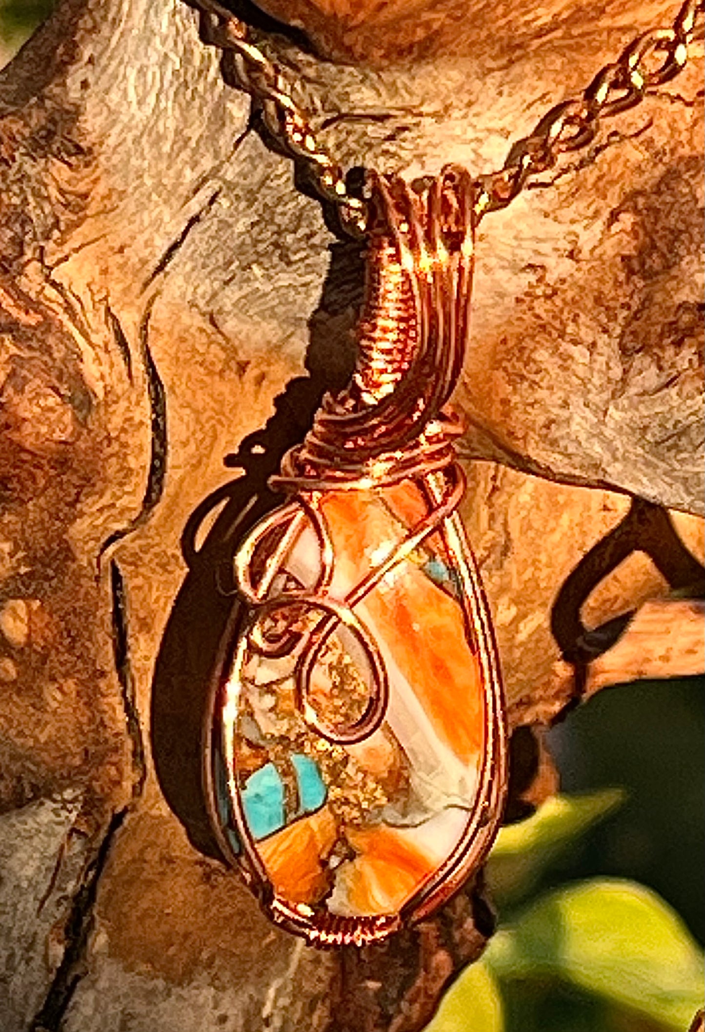 Spiny Oyster Turquoise Pendant