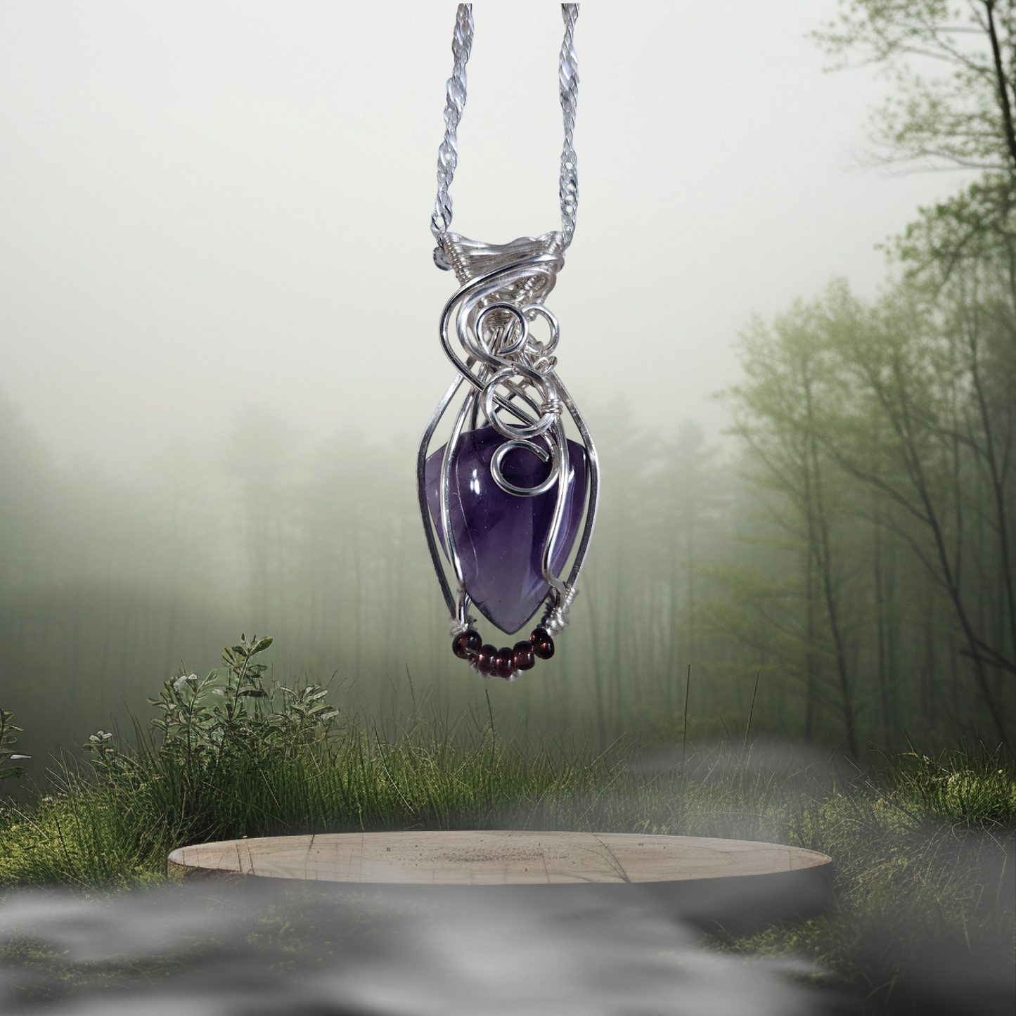 Wire wrapped Amathyst Gemstone