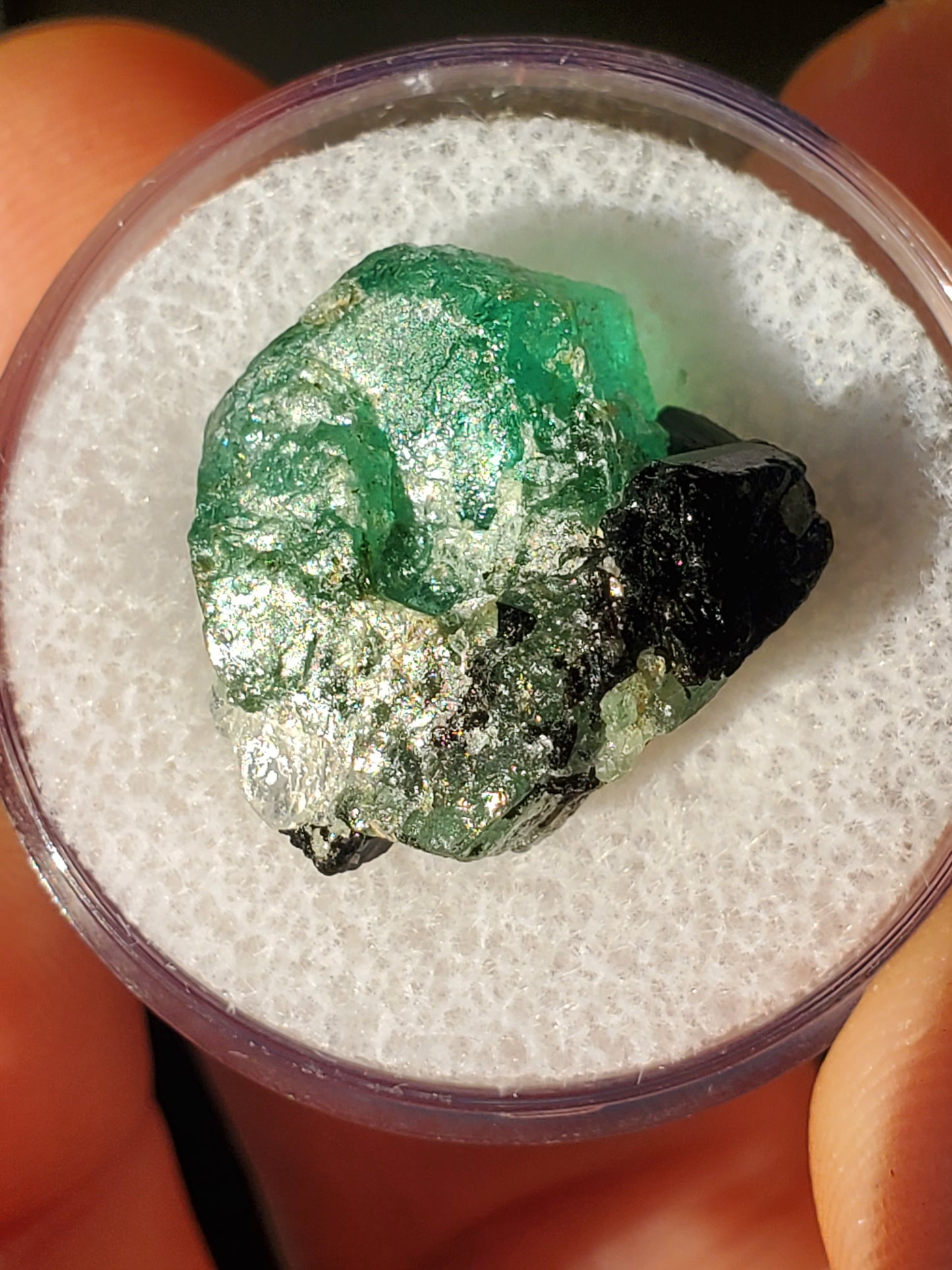 Terminated Tabular Untreated Emerald w/ Black Schorl Tourmaline, Kagem Mine, Zambia