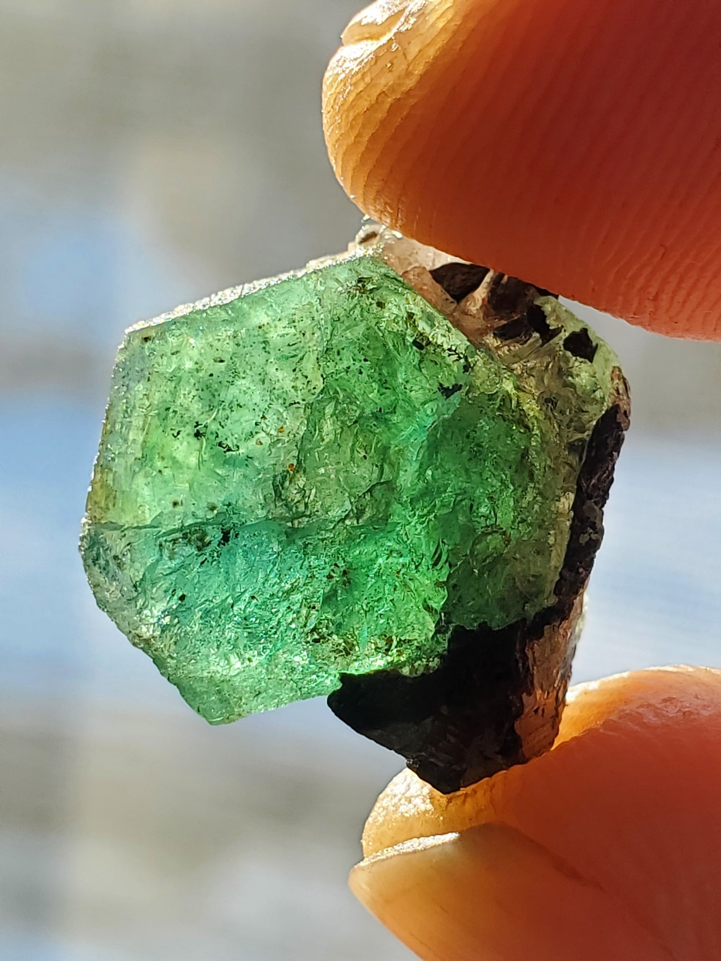 Terminated Tabular Untreated Emerald w/ Black Schorl Tourmaline, Kagem Mine, Zambia