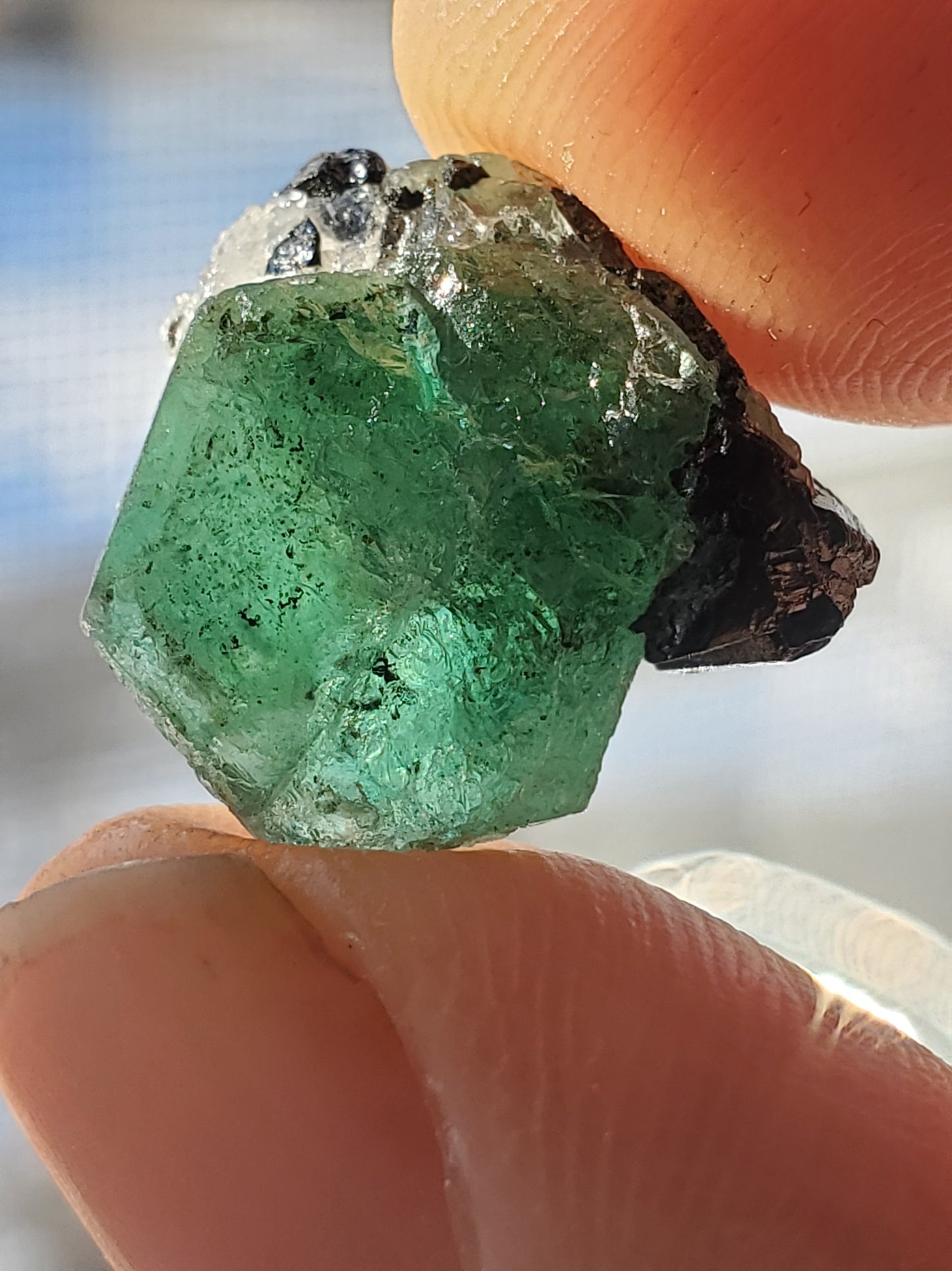 Terminated Tabular Untreated Emerald w/ Black Schorl Tourmaline, Kagem Mine, Zambia
