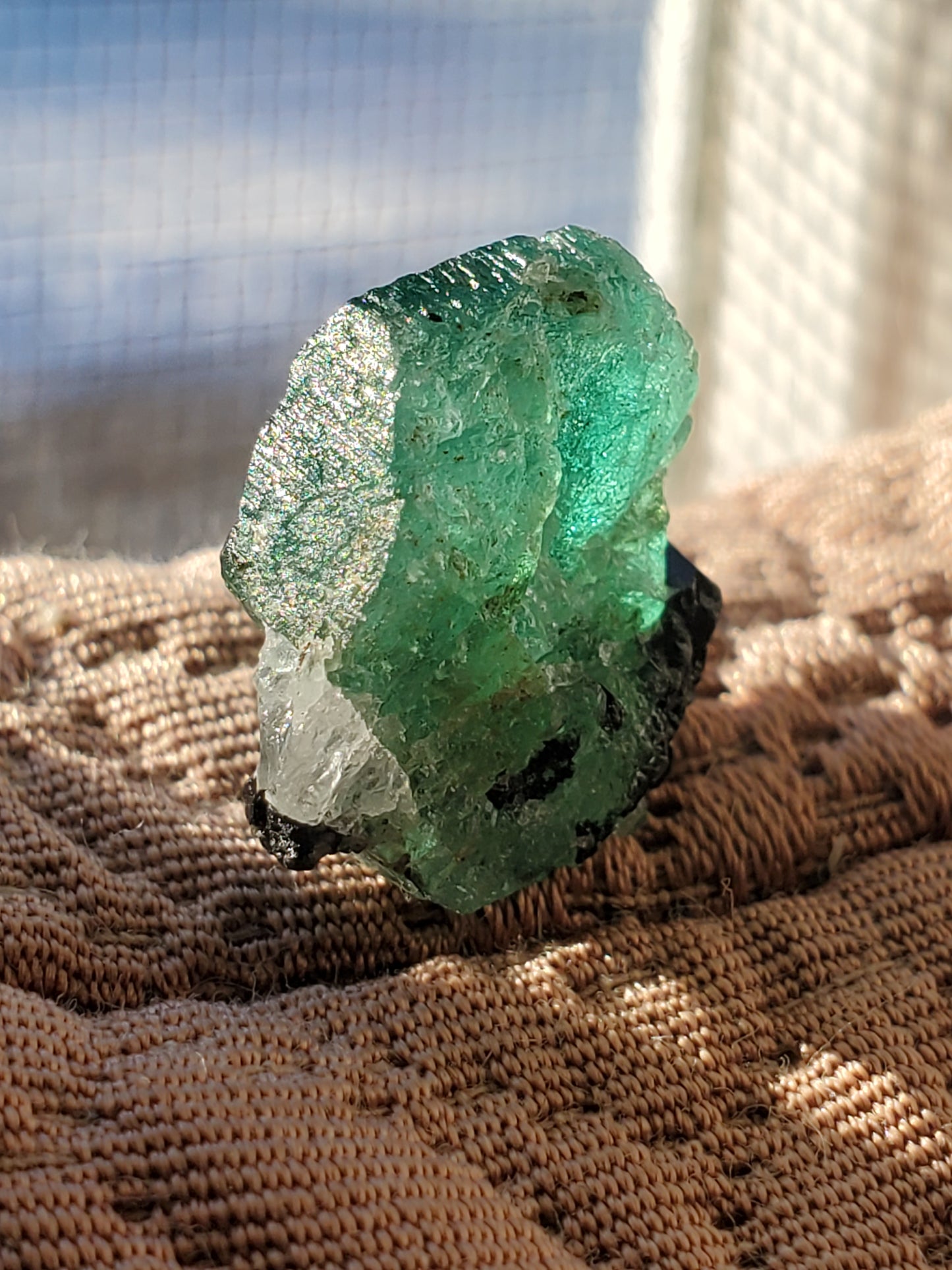 Terminated Tabular Untreated Emerald w/ Black Schorl Tourmaline, Kagem Mine, Zambia