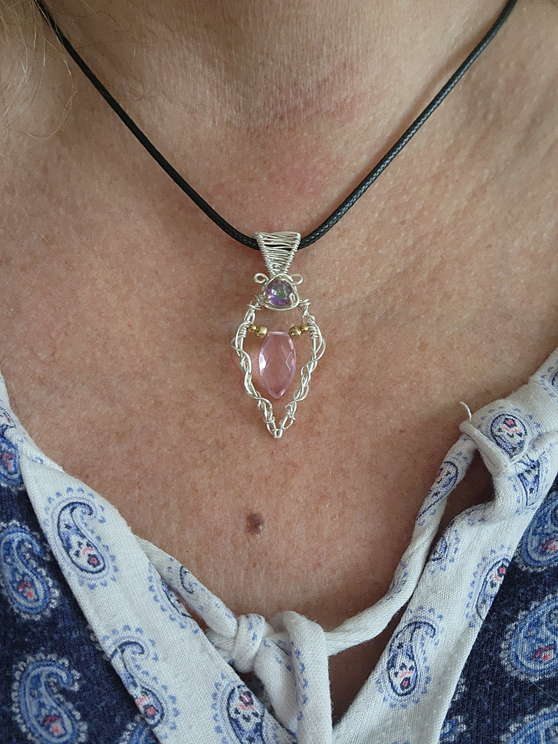 Rose Quartz Briolette Pendant and Earring Set