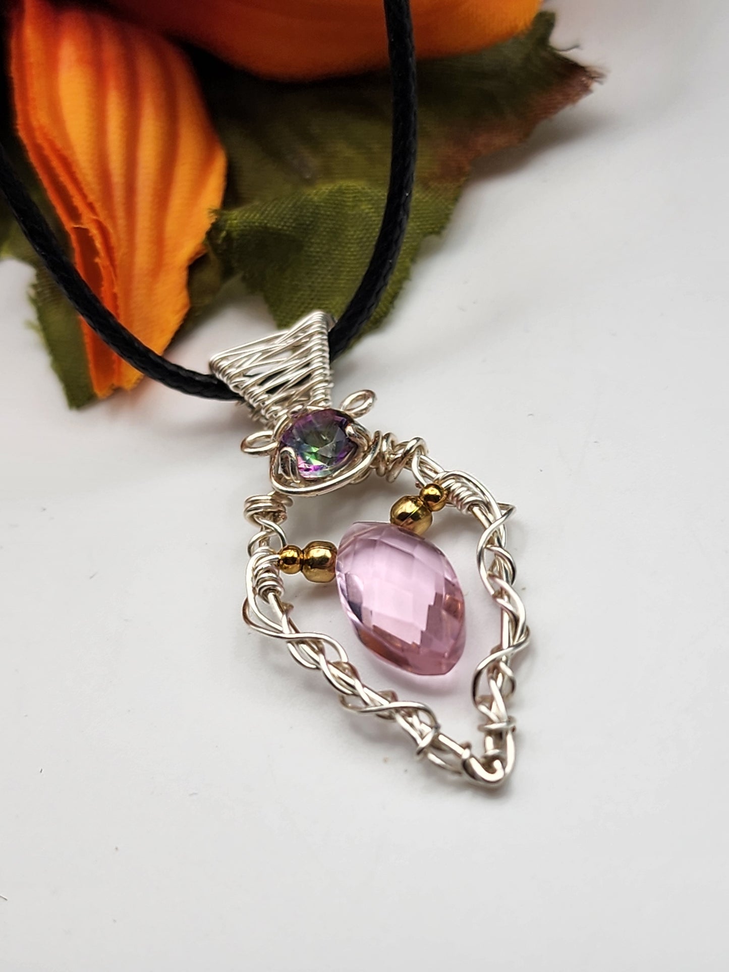 Rose Quartz Briolette Pendant and Earring Set