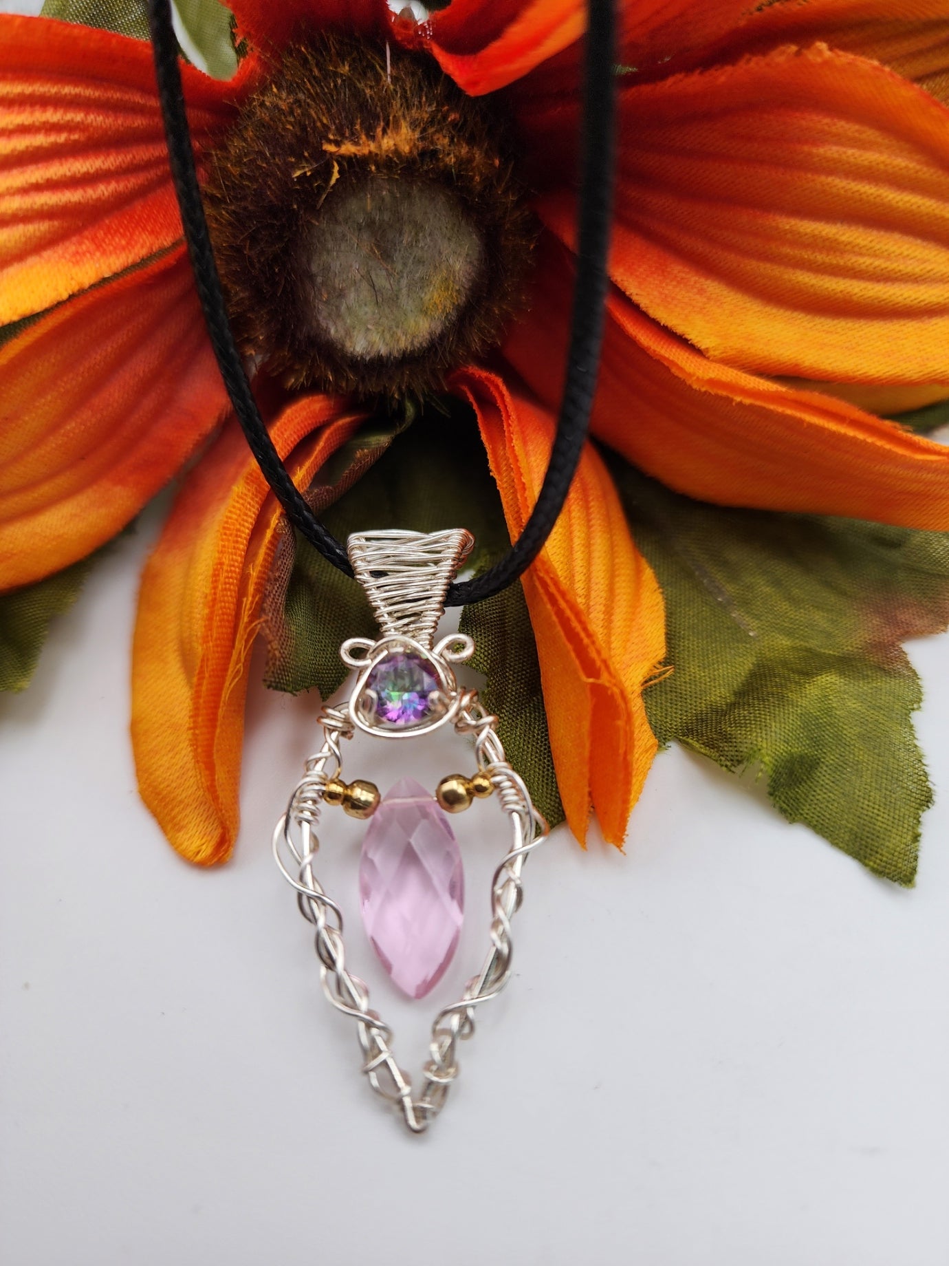 Rose Quartz Briolette Pendant and Earring Set