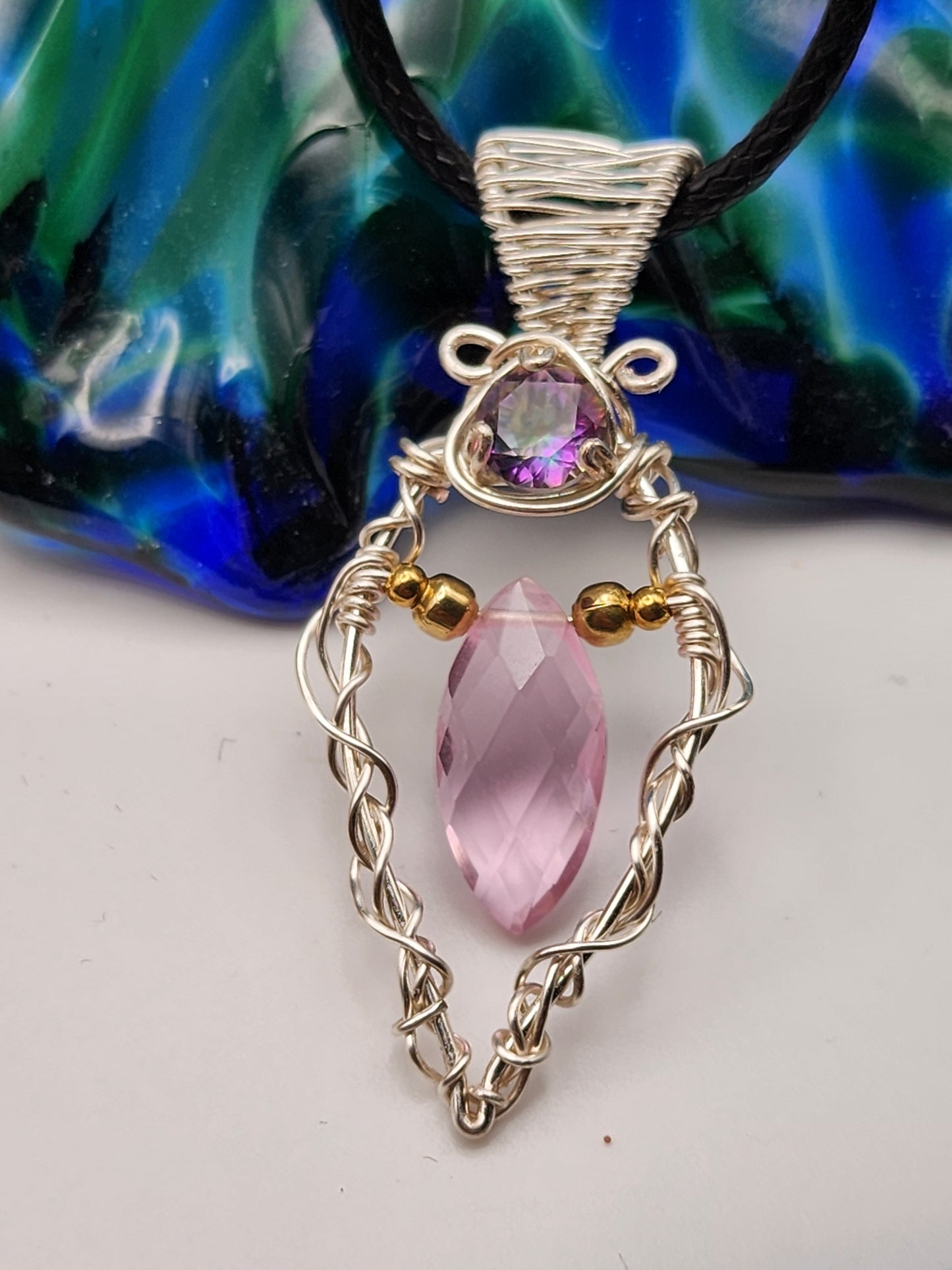 Rose Quartz Briolette Pendant and Earring Set