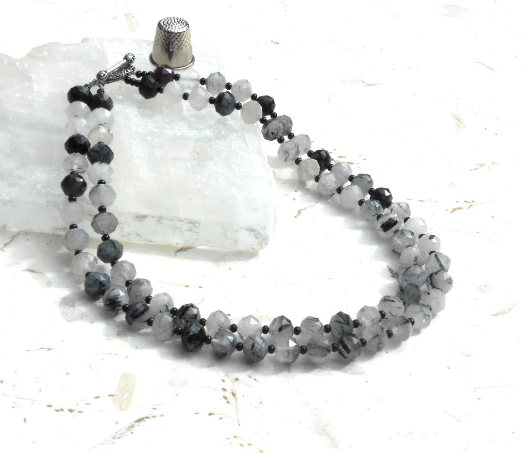 Double Strand of Tourmalated Quartz