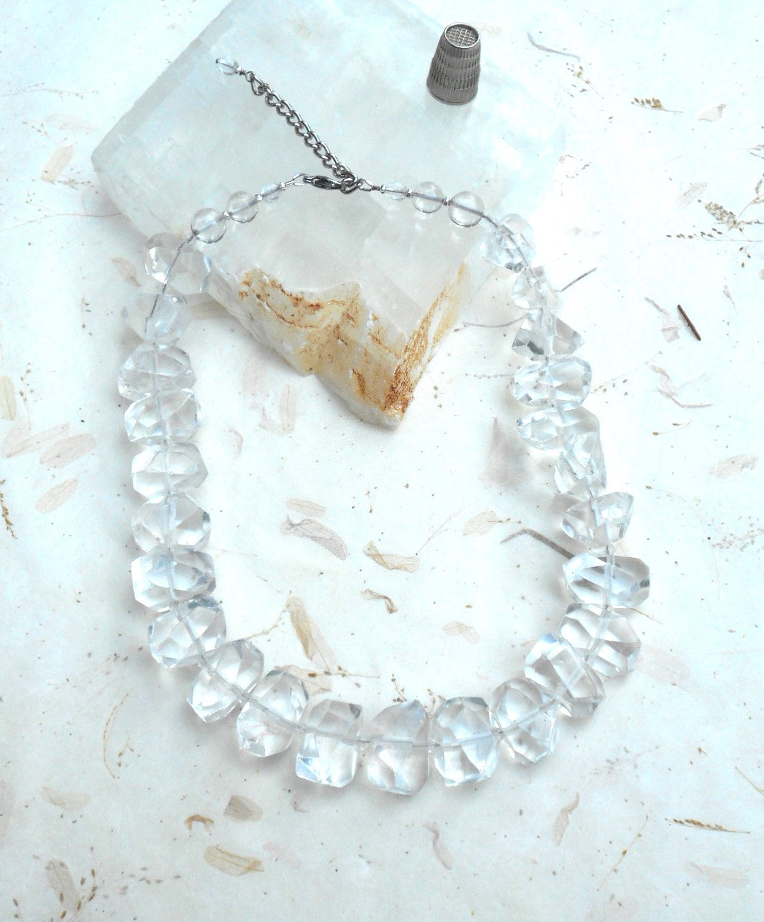 Chunky, Faceted Quartz Crystal Necklace