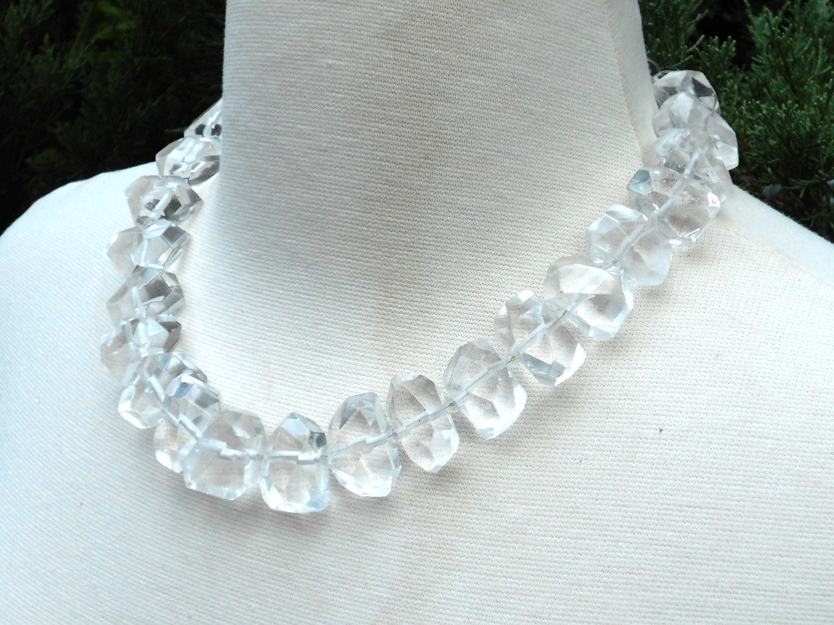Chunky, Faceted Quartz Crystal Necklace