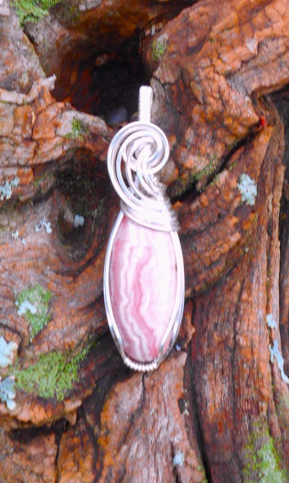 Rhodochrosite Petite Oval Pendant