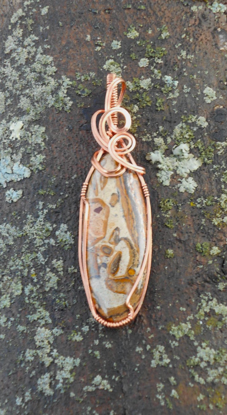 Leopardskin Jasper Elongated Oval Pendant