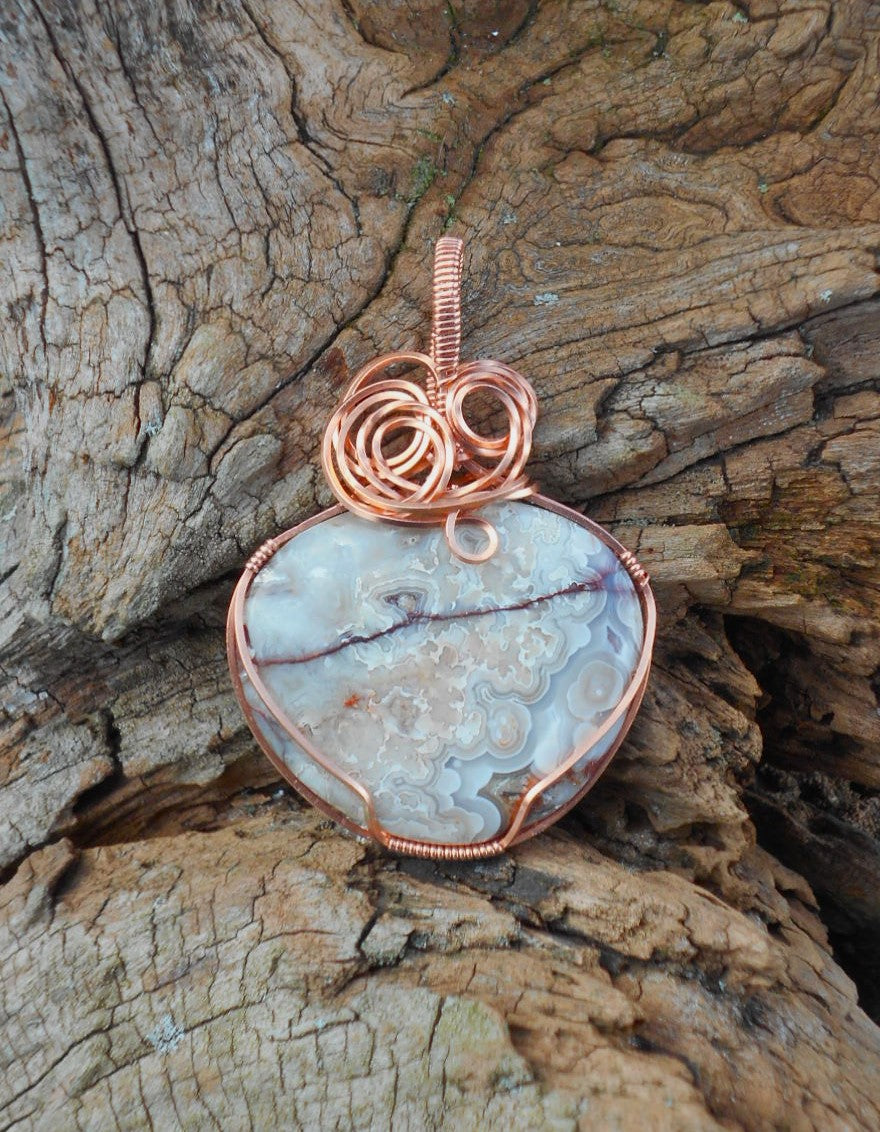 Delicately Colored Crazy Lace Agate Pendant