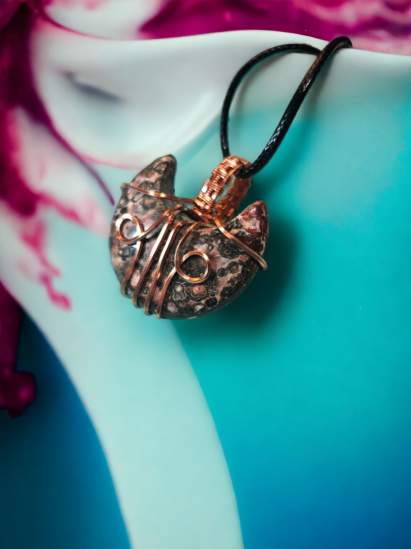 Crinoid Fossil Moon Pendant