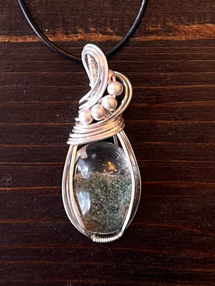 Garden Quartz Silver Beaded Pendant