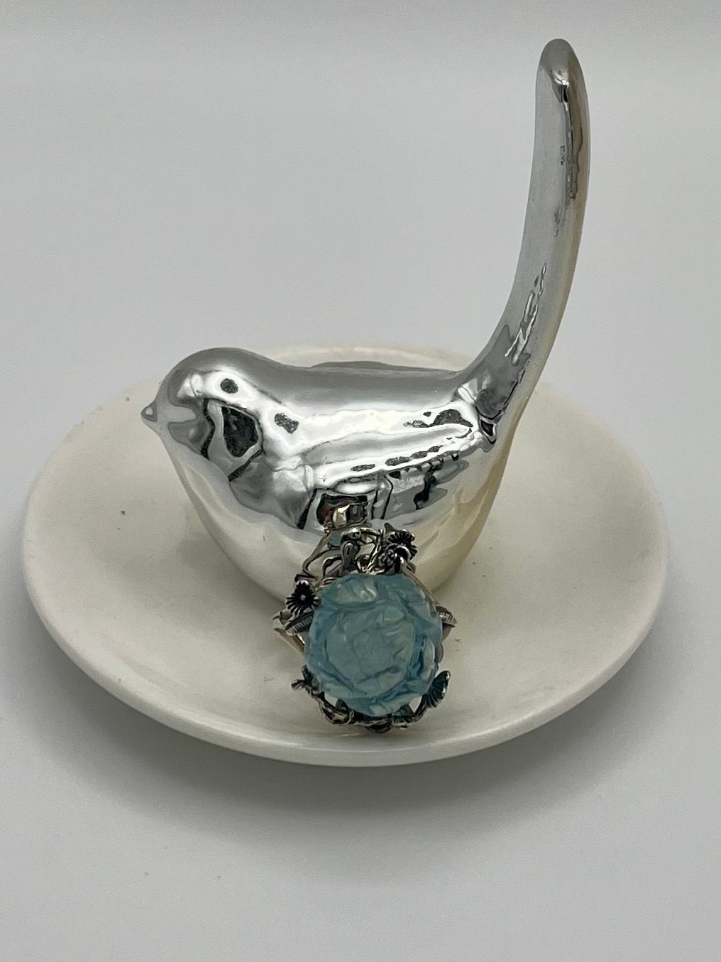 Aquamarine Flower Ring