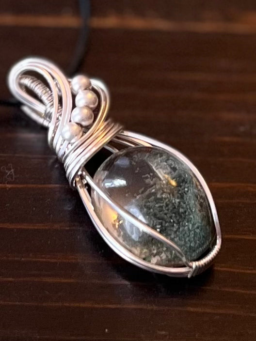 Garden Quartz Silver Beaded Pendant