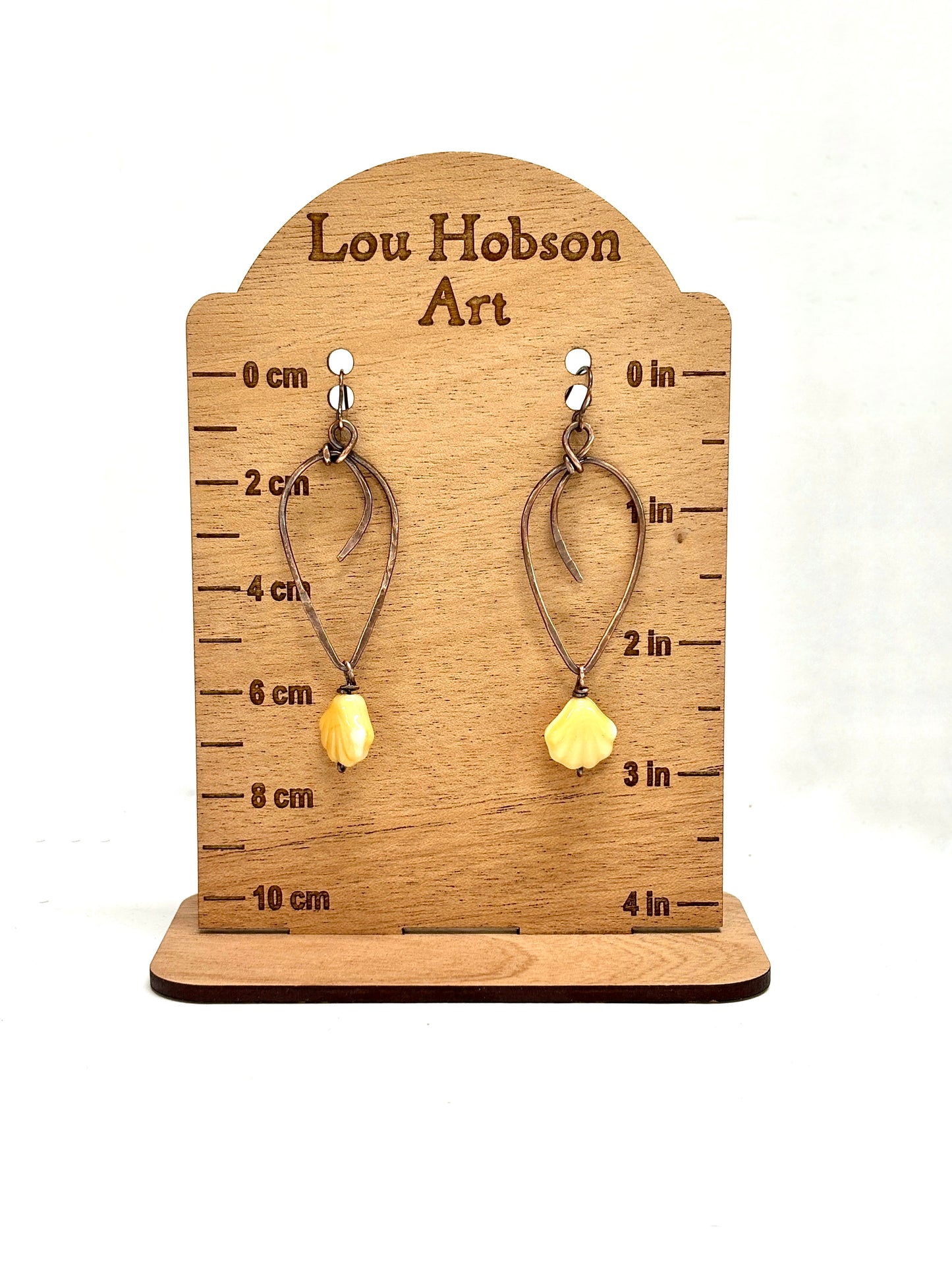 HANDMADE Vintage Resin Shell Wire Wrapped Copper Bold Statement Earrings, Artisan Gift for Her Woman