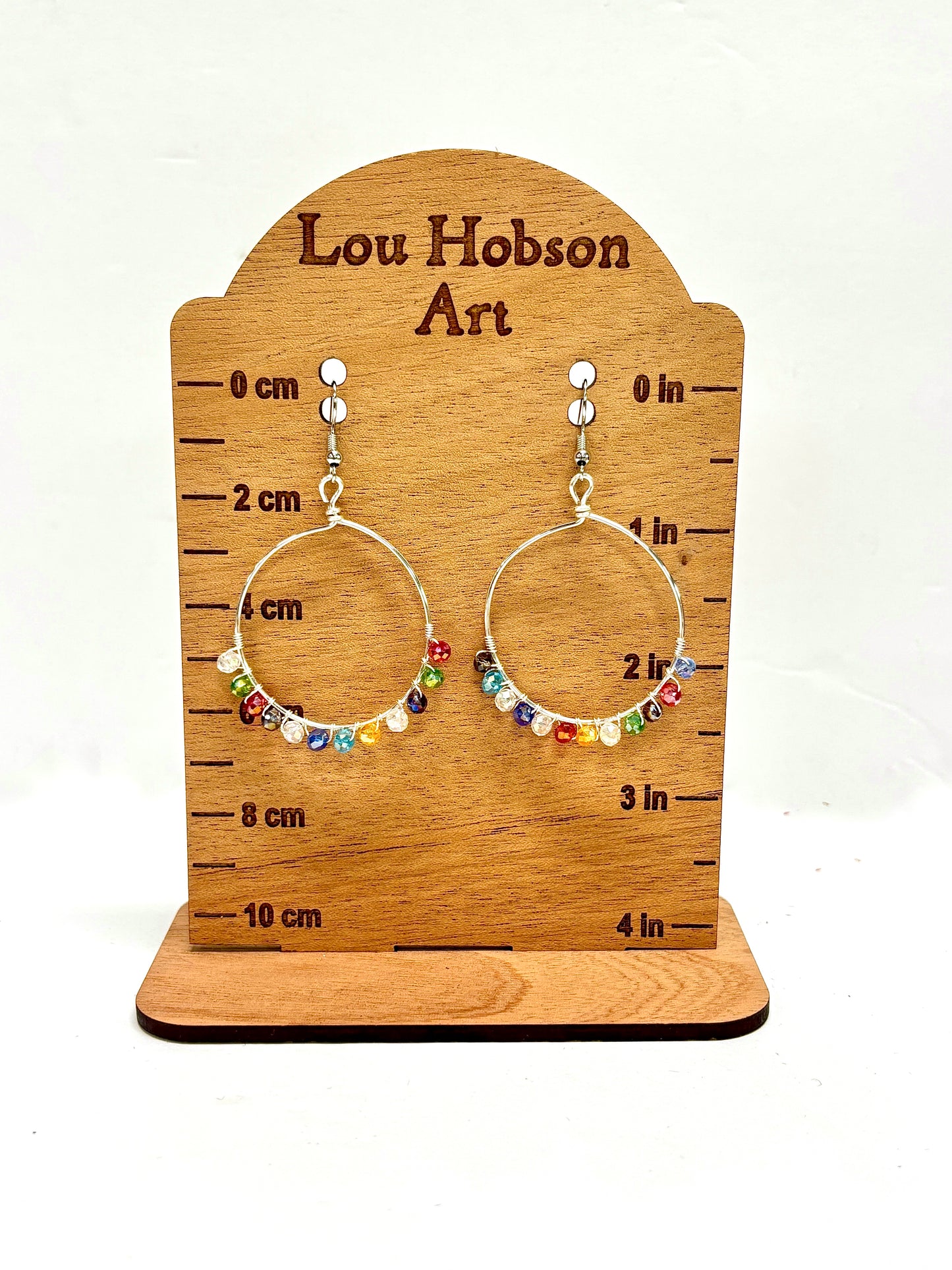 HANDMADE Faceted Glass Bead Wire Wrapped Colorful Earrings, Artisan Jewelry Gift for Her