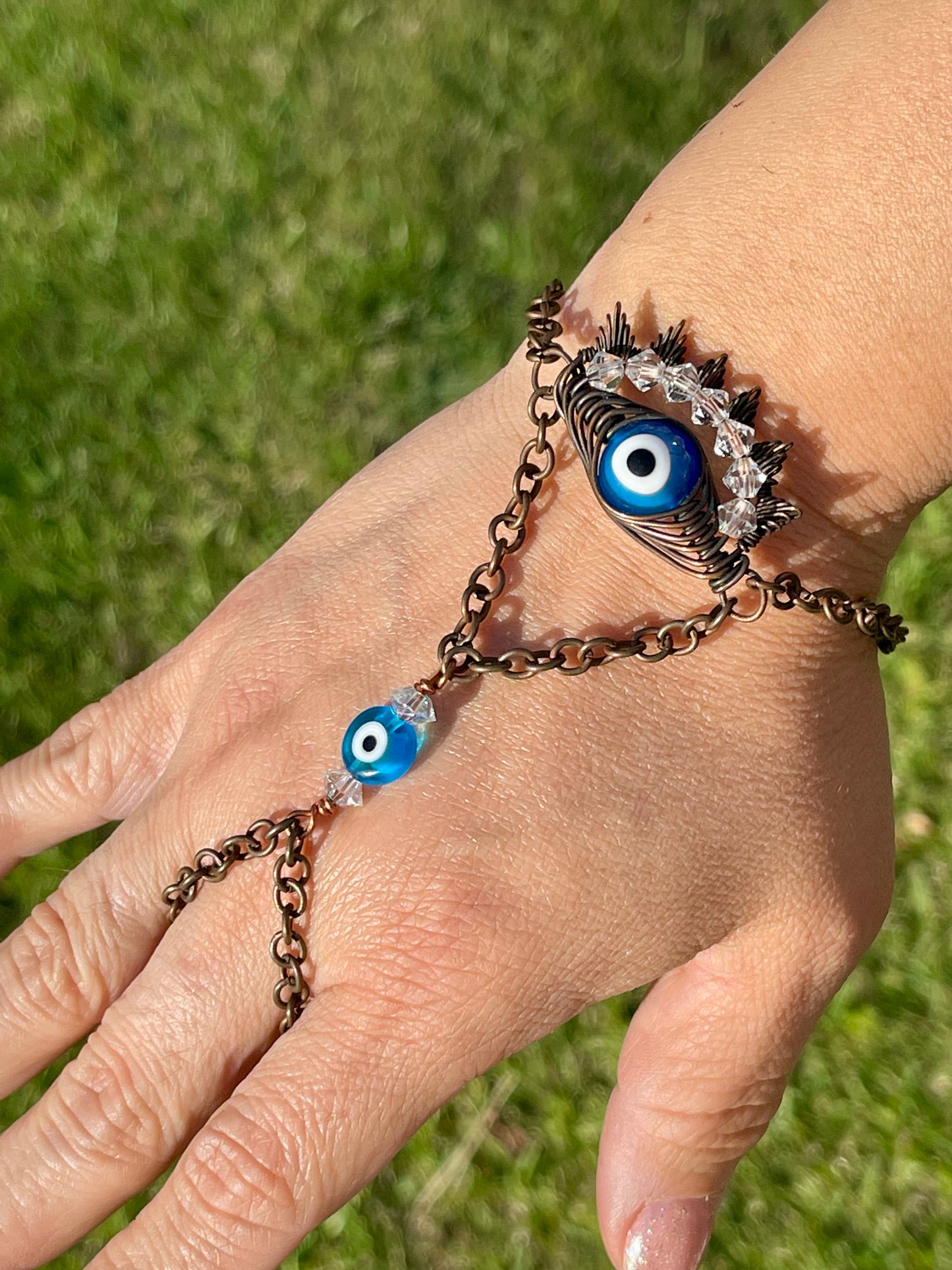 Evil Eye Harem Wrap Crystal Bracelet