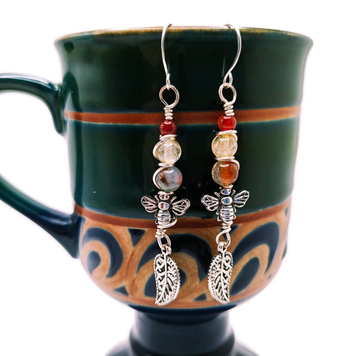 Red and Yellow Fall Bee Earrings