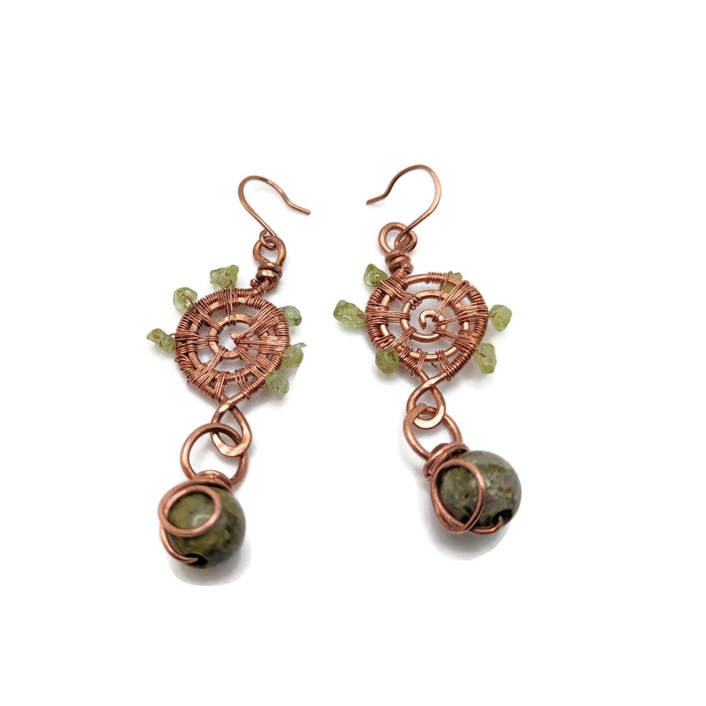 Woven Copper Spiral Earrings