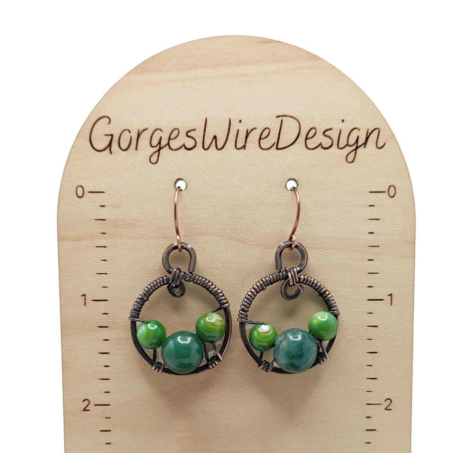 Oxidized Copper Earrings with Mother of Pearl and Agate