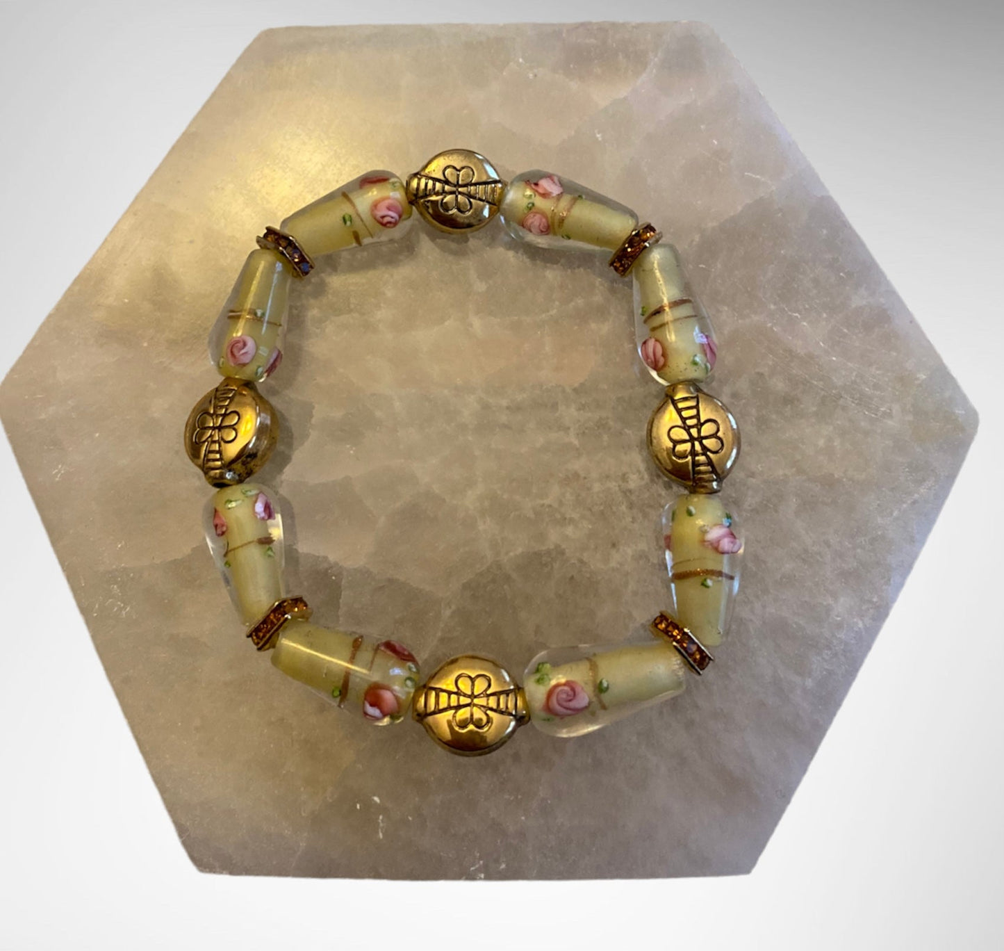 Pink Petals Beaded Bracelet