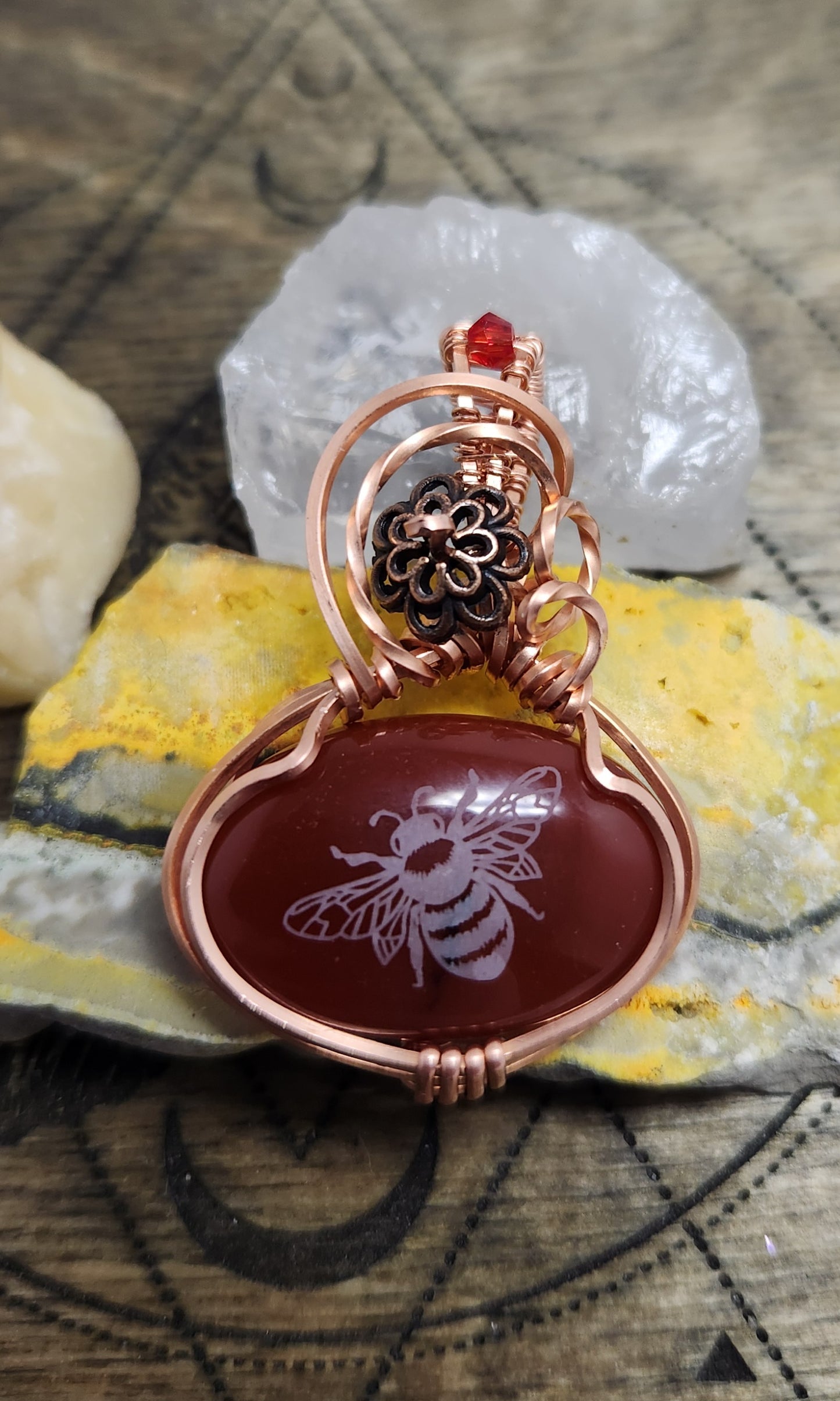 Carnelian bee pendant