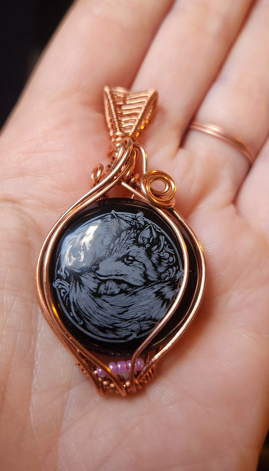 Onyx fox pendant