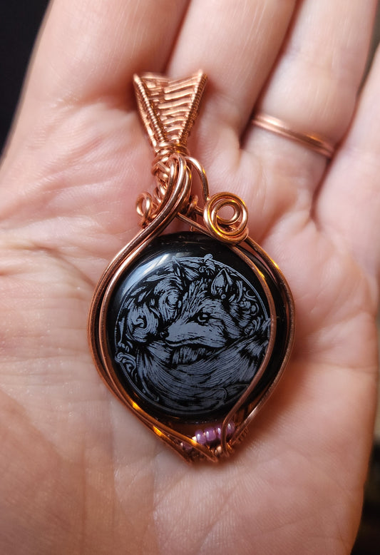 Onyx fox pendant