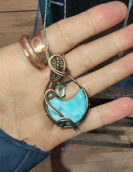 Larimar Moon Pendant