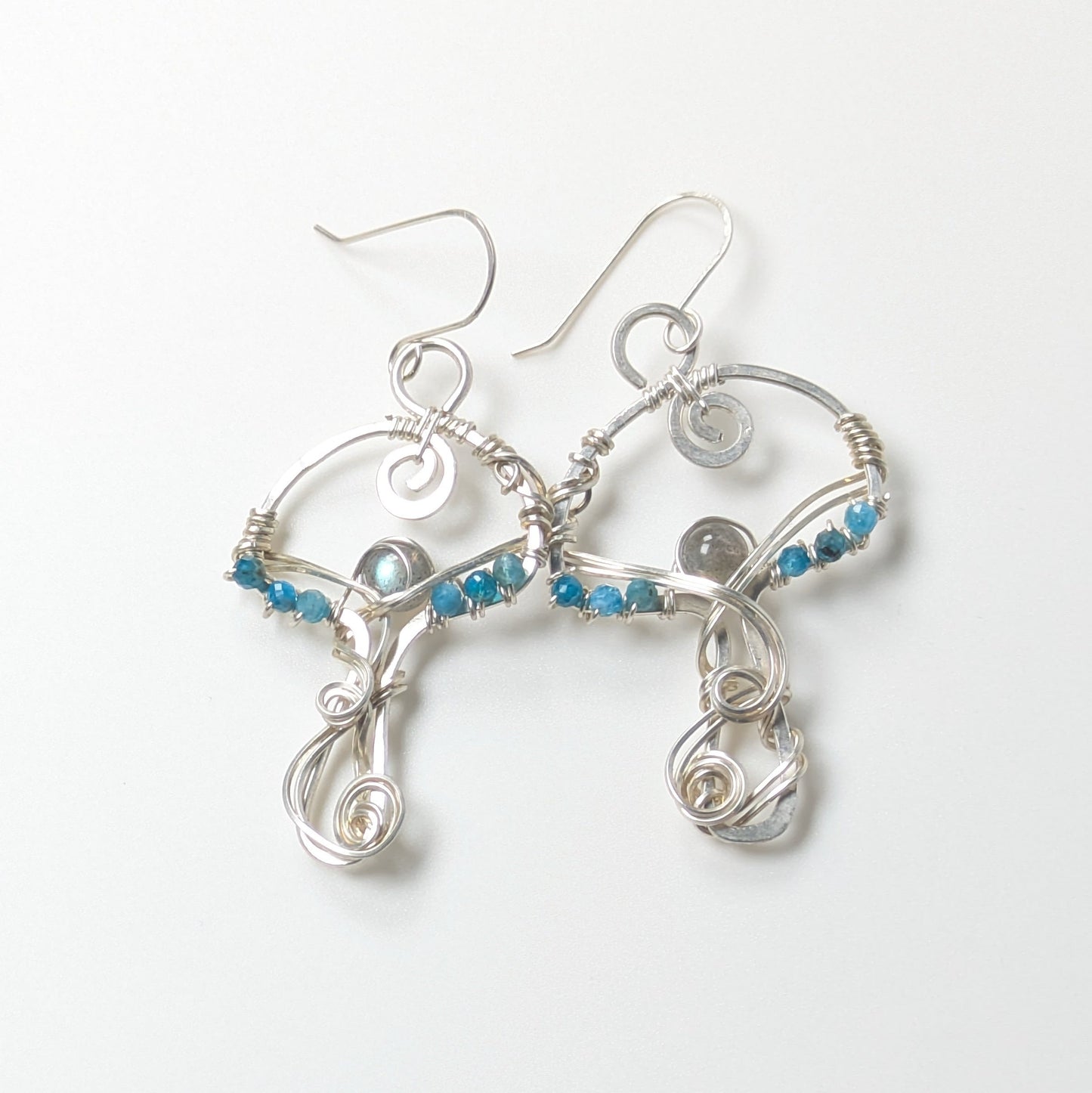 Silver Mushroom Earrings with Apatite