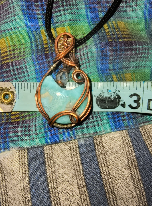 Herkimer Diamond & Larimar Pendant