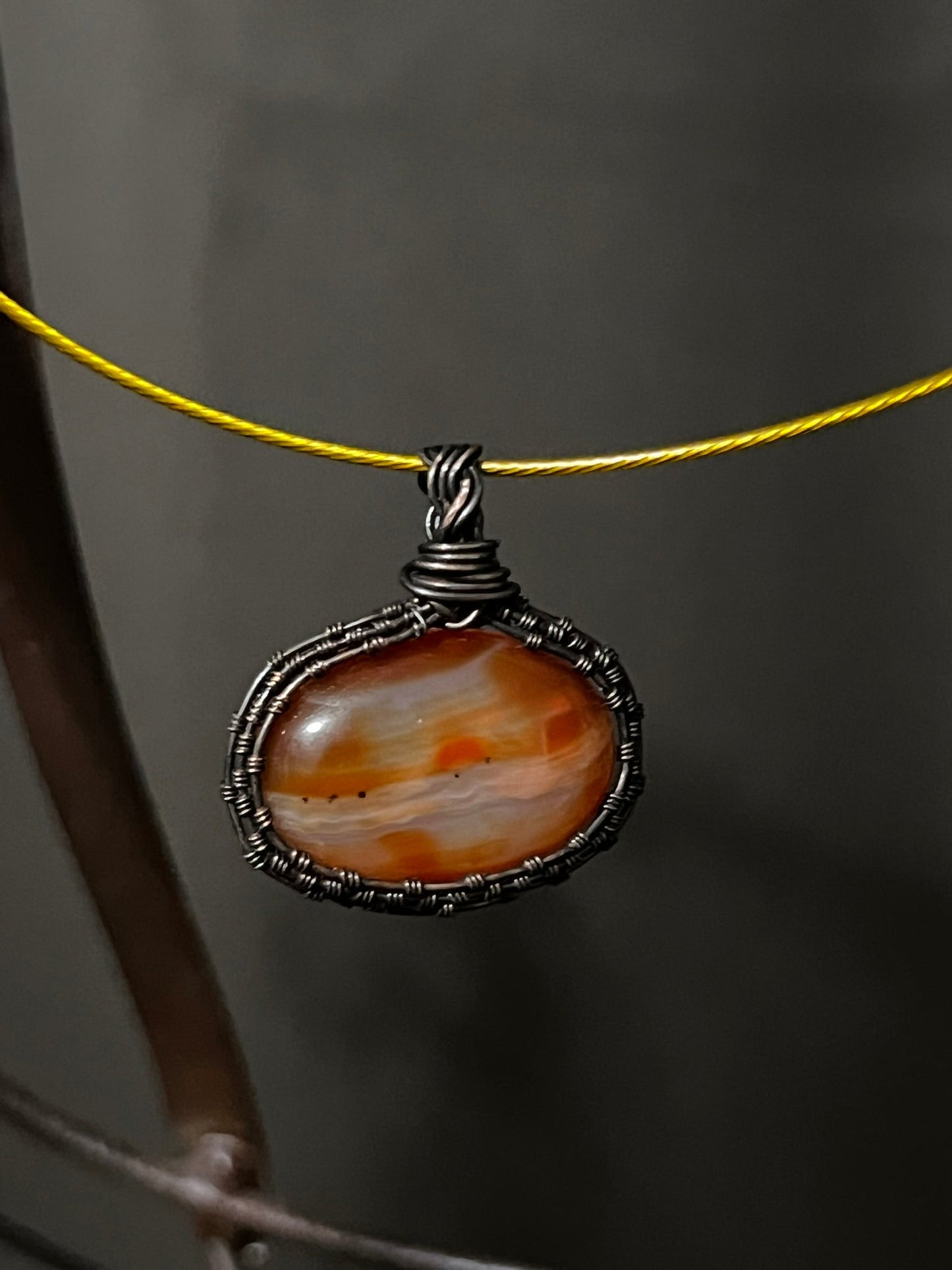 Kai-Carnelian Agate in Oxidized Copper