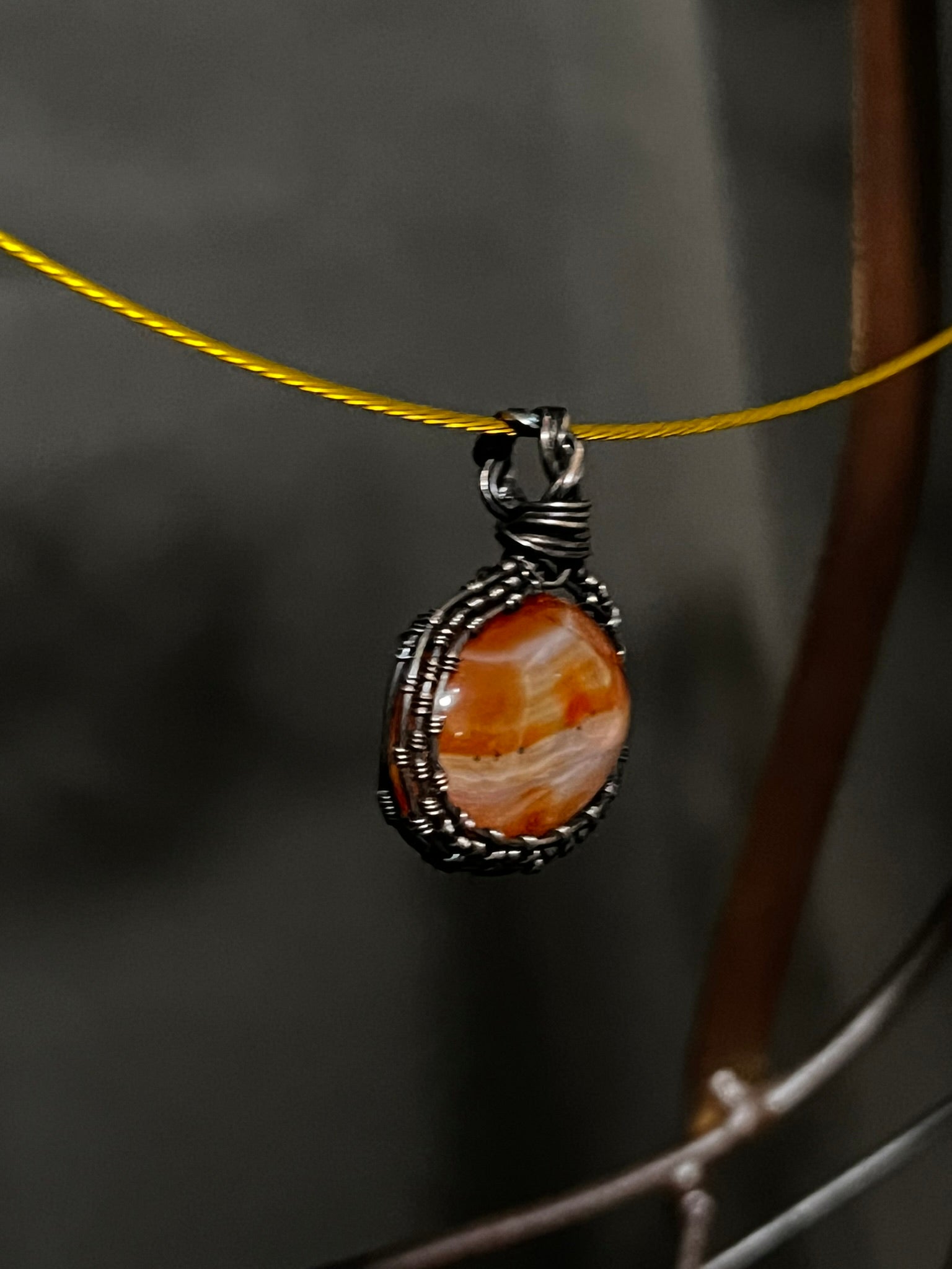 Kai-Carnelian Agate in Oxidized Copper