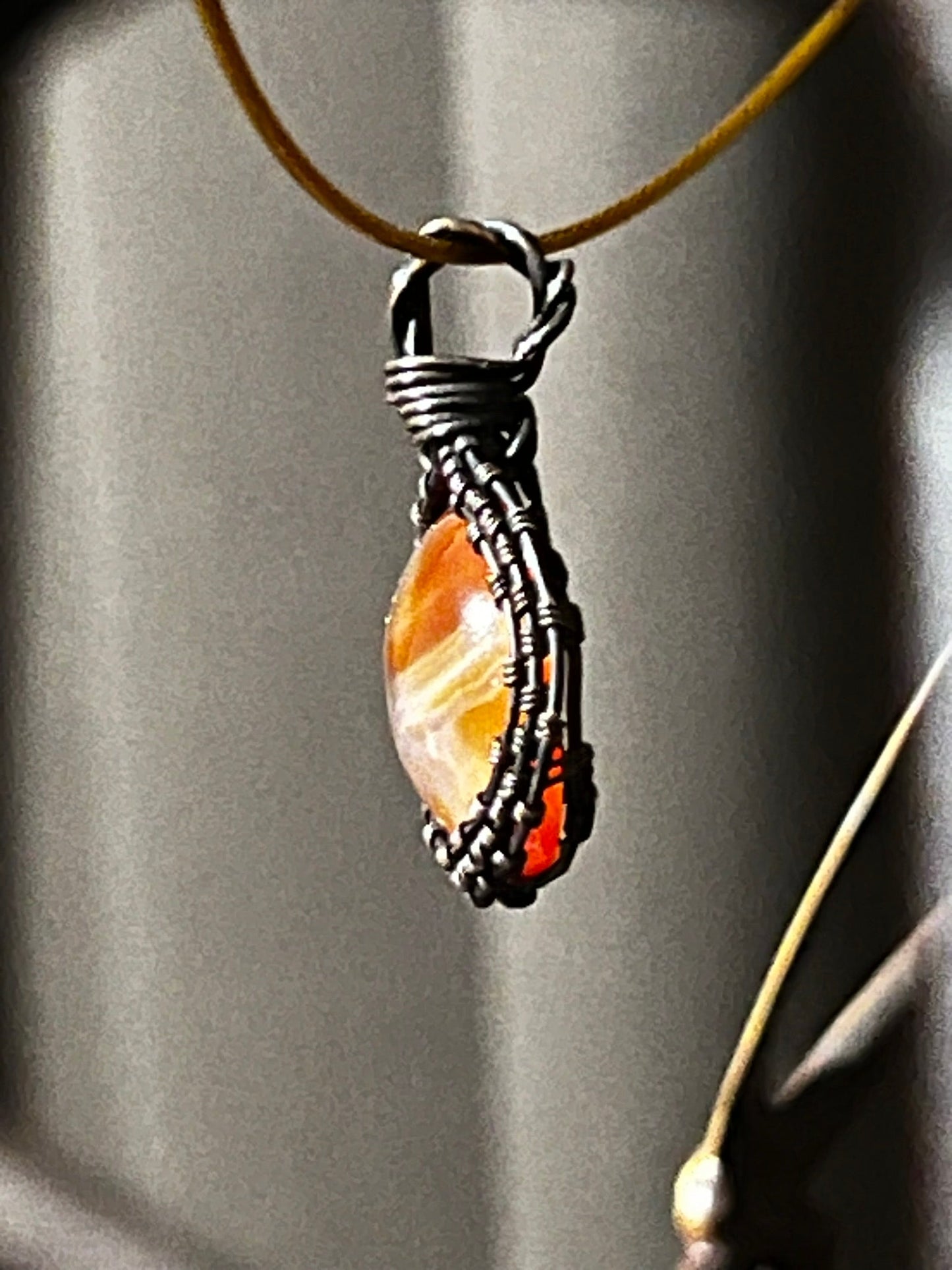 Kai-Carnelian Agate in Oxidized Copper