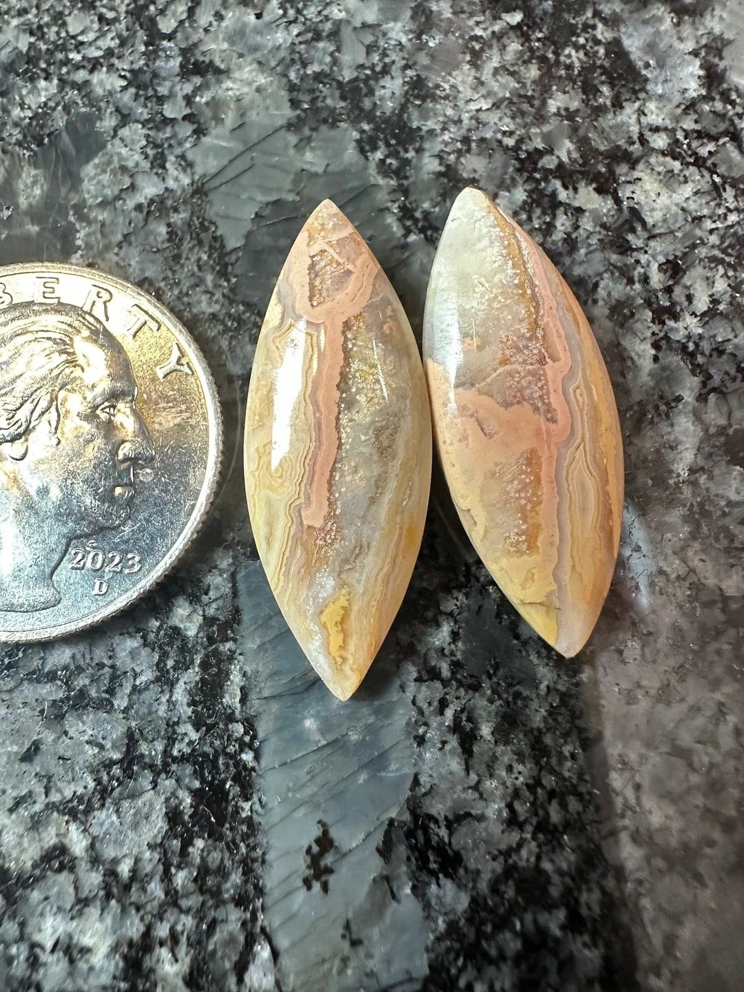 Crazy Lace Agate Cabochon Earring Pair Crystal Stone for DIY wire wrapping / Jewelry making