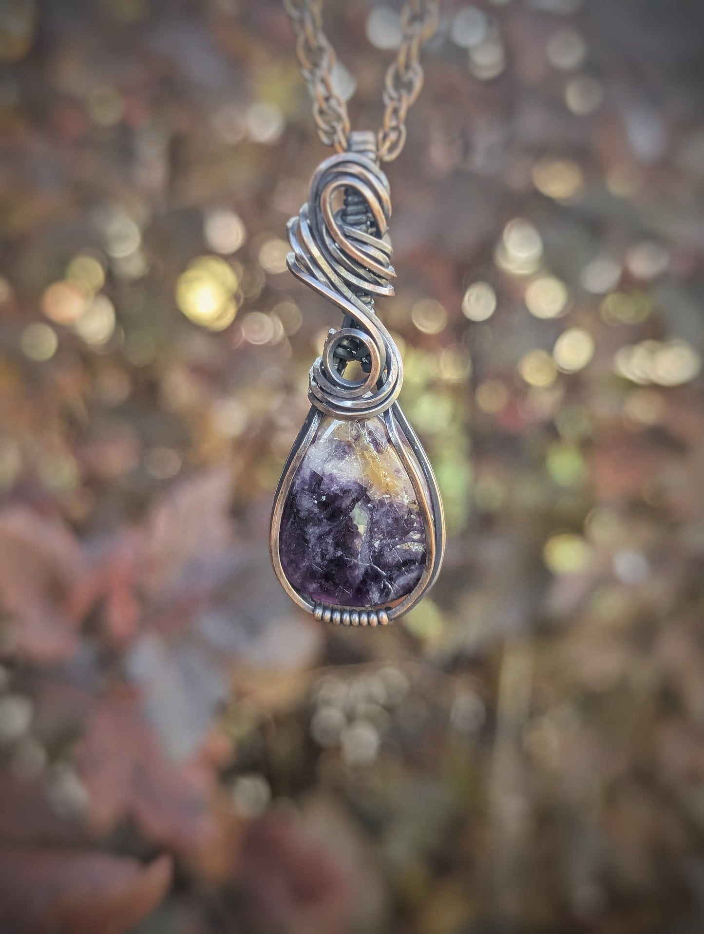 Dainty Morado Opal Wire Wrapped Necklace